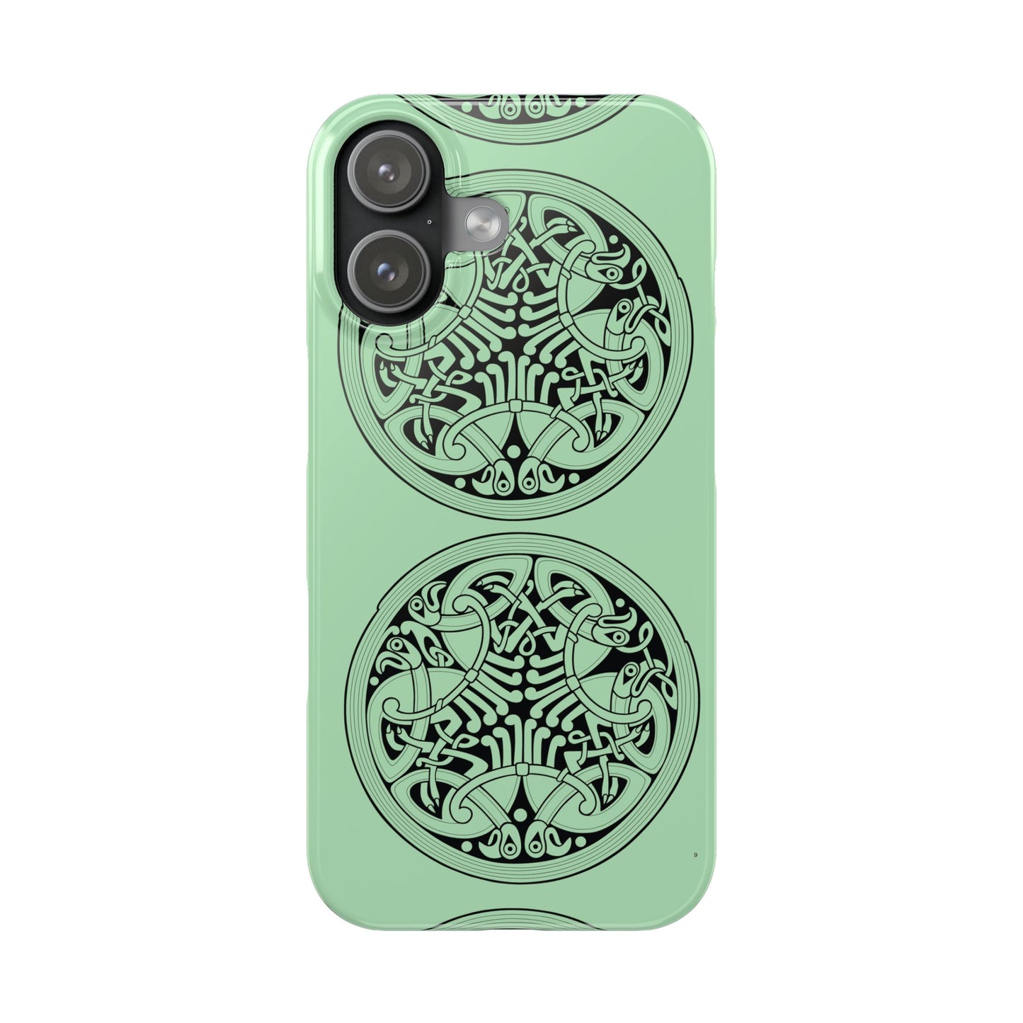 Celtic Medallion Slim Phone Case, Mint Green Design, St. Patrick Phone Cover Compatible with iPhone 17, 16, 15, 14, 13, 12, 11