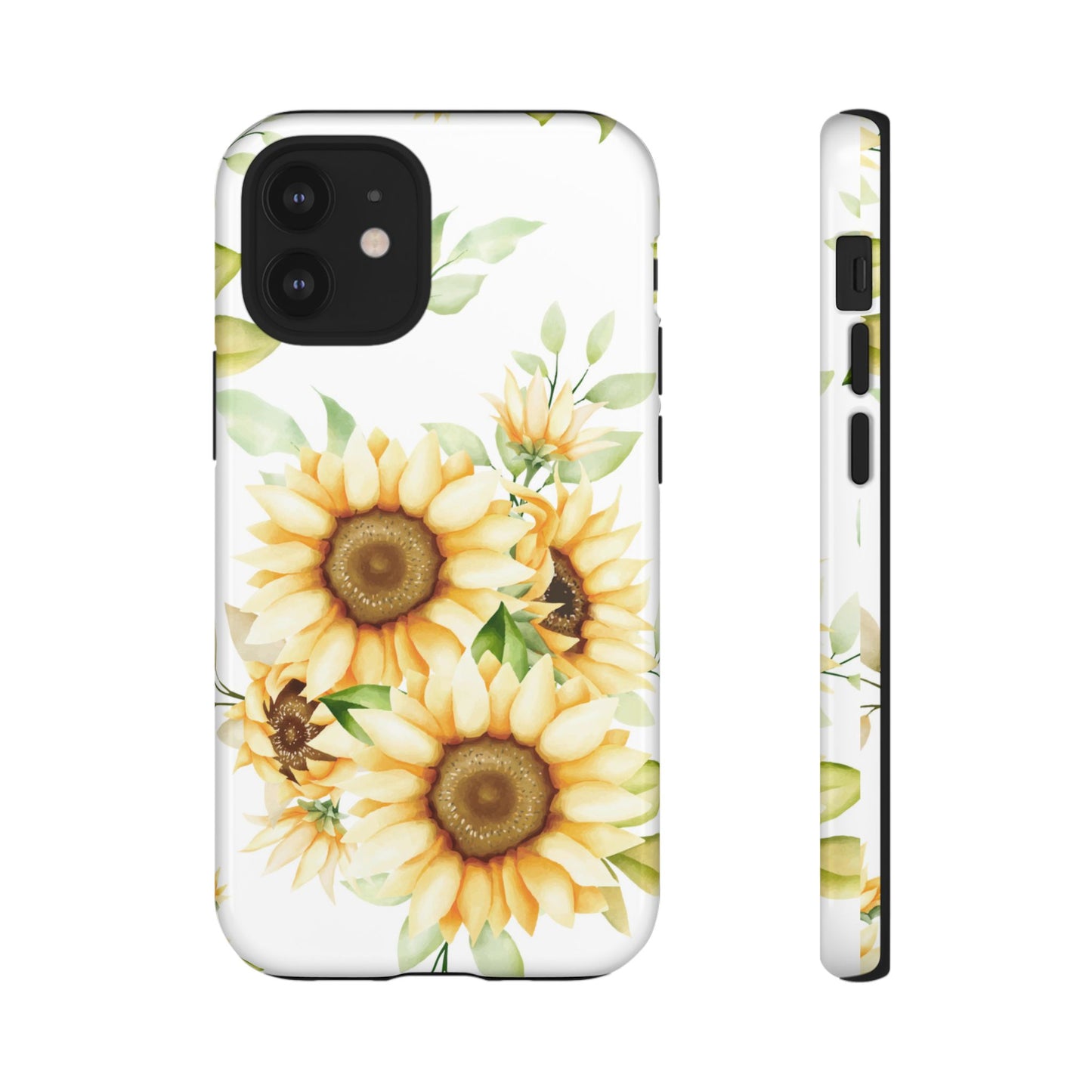 Sunflower Floral Tough Phone Case - Watercolor Botanical Art, Bright Nature Aesthetic, Compatible with iPhone, Galaxy, and Google Phones
