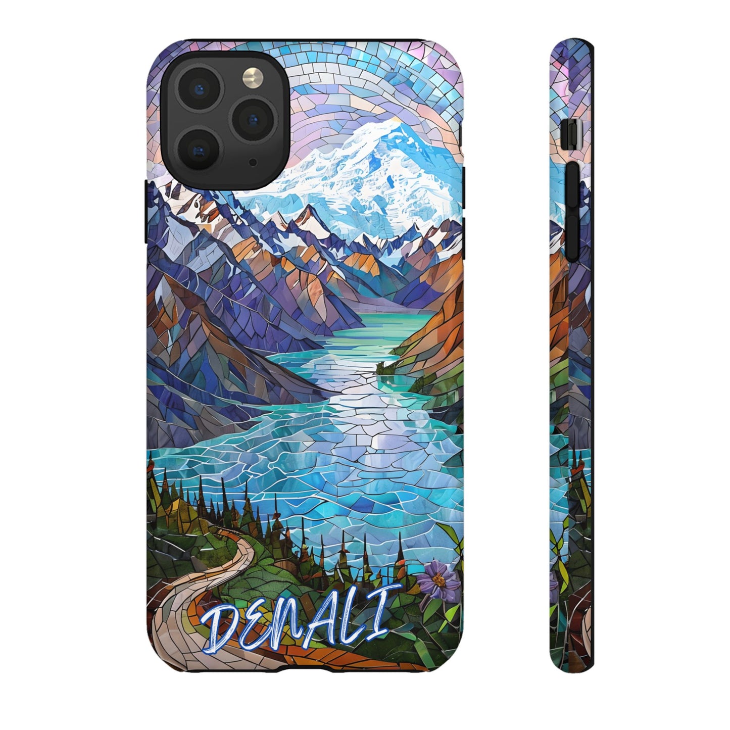 Denali National Park Alaska Phone Case, Mosaic Phone Case, Mountain Nature Art, National Park Gift,Stained Glass Scenic Forest Phone Cover,