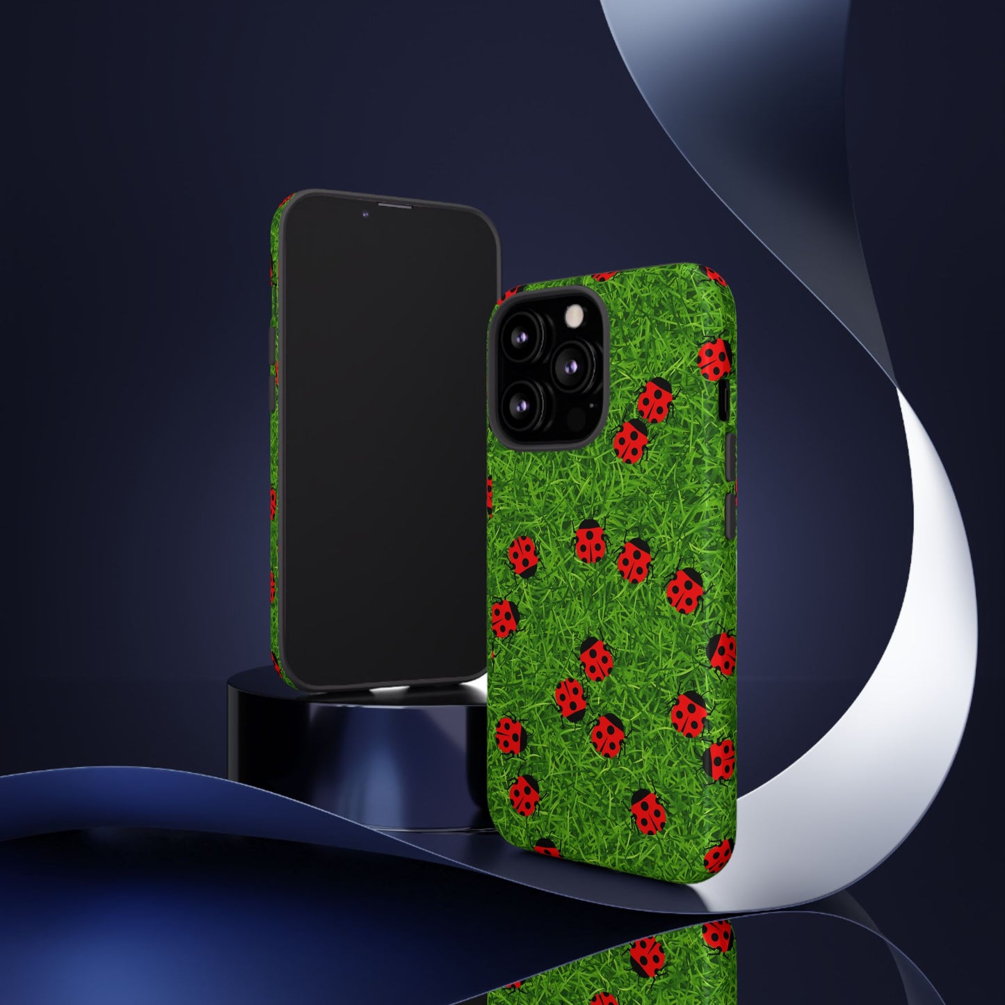 Ladybug Tough Phone Case - Cute Insect Aesthetic, Nature Pattern Art Design, Compatible with iPhone, Galaxy, and Google Phones