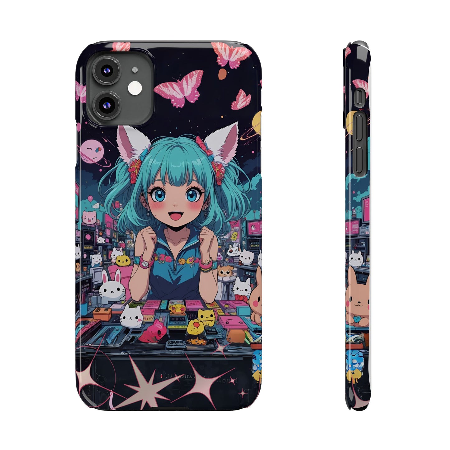 Y2K Anime Girl Slim Phone Case, Kawaii Vaporwave Style, Cute Maximalist Aesthetic, Anime Design, Slim Protection, Aesthetic Accessory