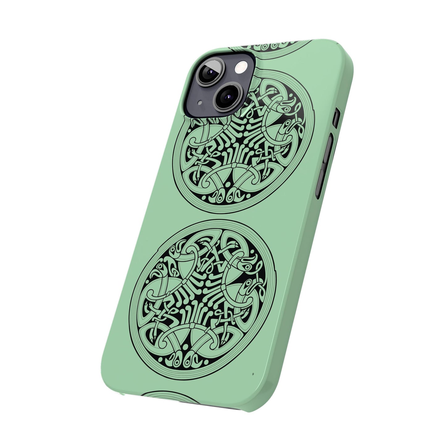 Celtic Medallion Slim Phone Case, Mint Green Design, St. Patrick Phone Cover Compatible with iPhone 17, 16, 15, 14, 13, 12, 11