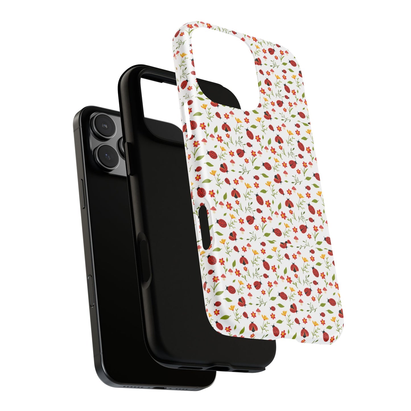 Ladybug Tough Phone Case - Cute Insect Aesthetic, Nature-Inspired Pattern Art, Compatible with iPhone, Galaxy, and Google Phones