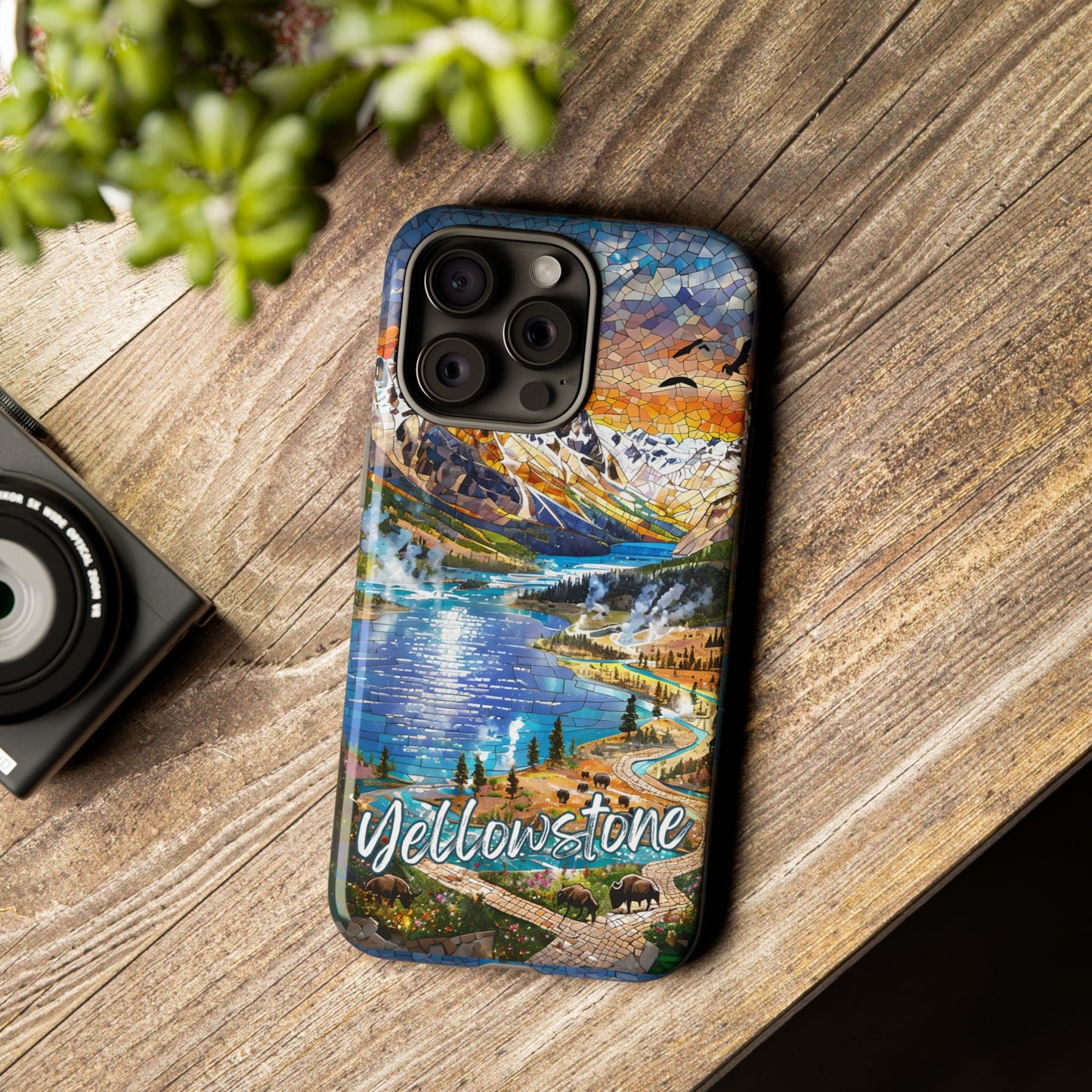 Yellowstone  National Park Phone Case, Mosaic Phone Case, Yellowstone National Park Gift, Scenic Mountains Phone Cover, Landscape Aesthetic
