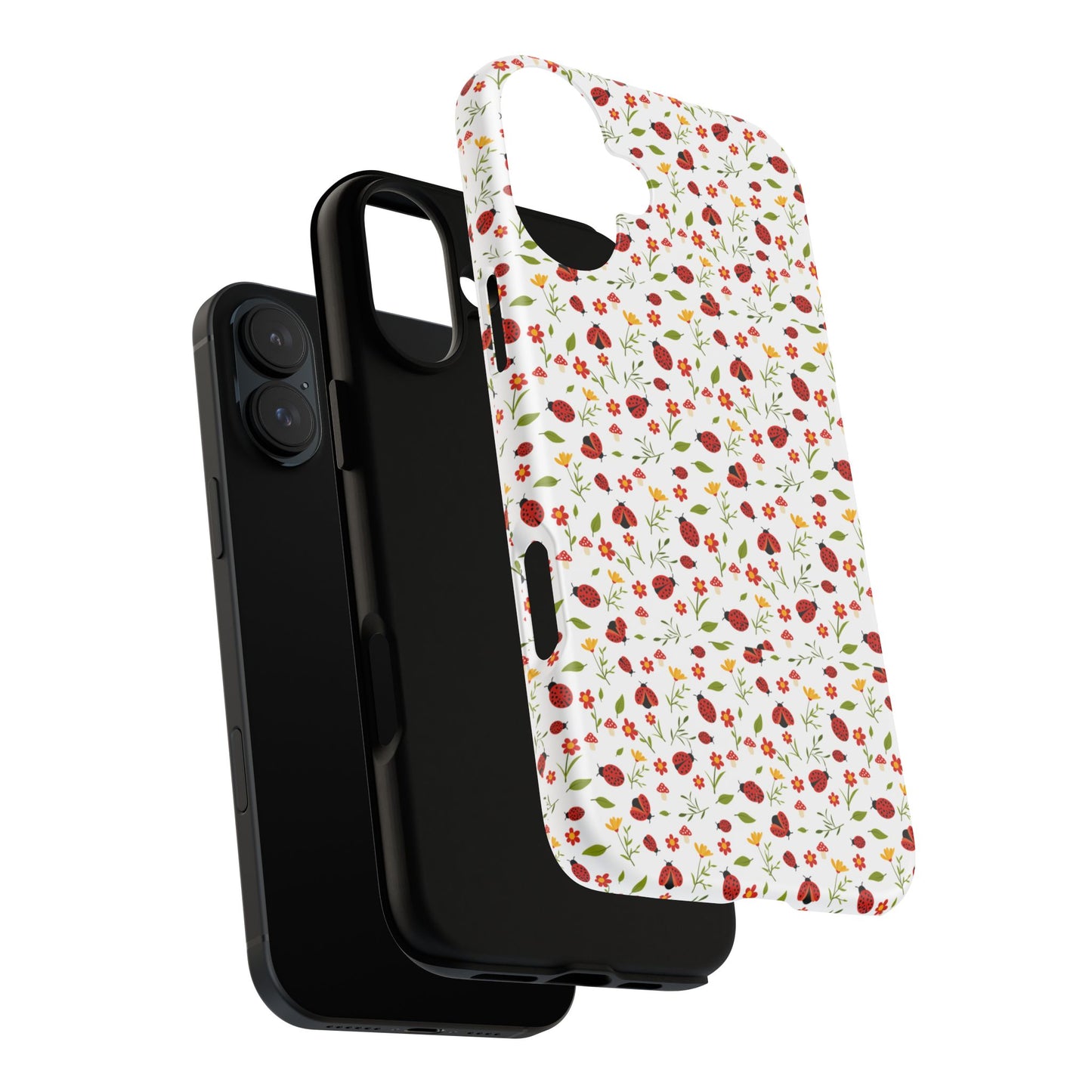Ladybug Tough Phone Case - Cute Insect Aesthetic, Nature-Inspired Pattern Art, Compatible with iPhone, Galaxy, and Google Phones