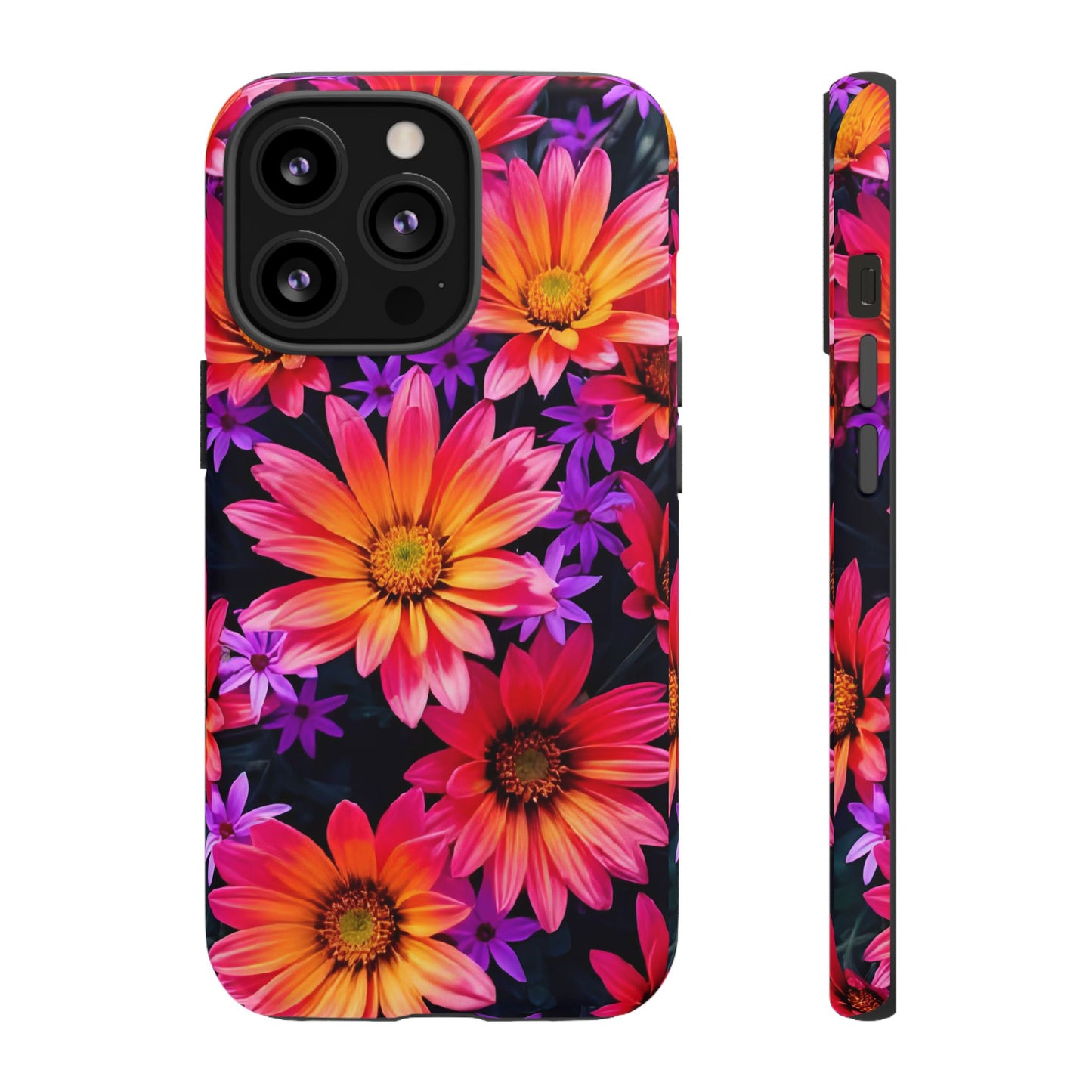 Bold Garden Flower Tough Phone Case - Colorful Floral Print, Bright Botanical Aesthetic, Compatible with iPhone, Galaxy, and Google Phones