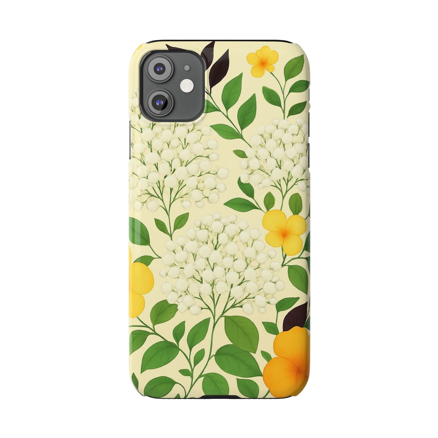 Delicate Floral Print Phone Case, Autumn Botanical Slim Phone Case, Aesthetic Flower Phone Cover Compatible with iPhone, Galaxy, Google