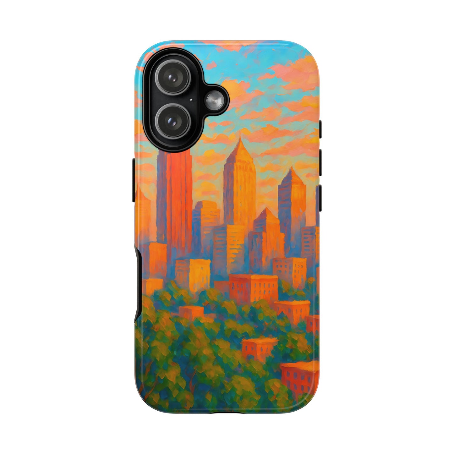 Cityscape Tough Phone Case, Atlanta Skyline Phone Cover, Sunset Glow Design Compatible with iPhone, Galaxy & Google