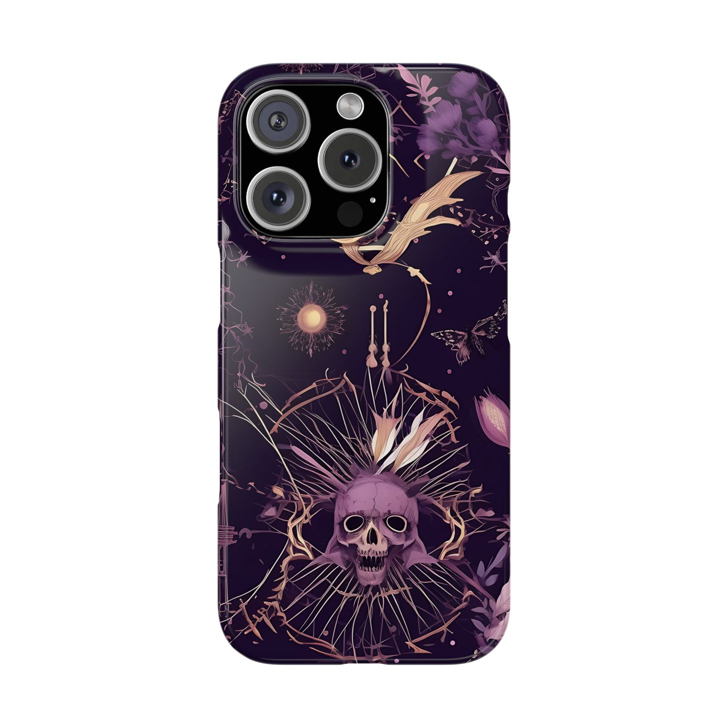 Gothic Floral Slim Phone Cases, Ghostly Style Mobile Cover, Dark Aesthetic Gift, Unique Protective Case, Perfect for Halloween