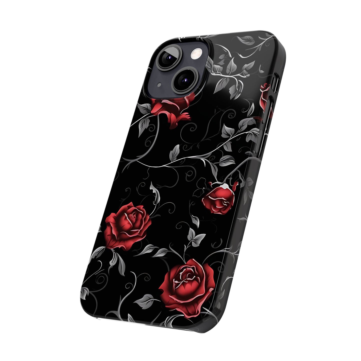 Elegant Floral Slim Phone Cases, Gothic Style Case, Rose Design Cover, Unique Gift for Her, Phone Accessories, Modern Chic