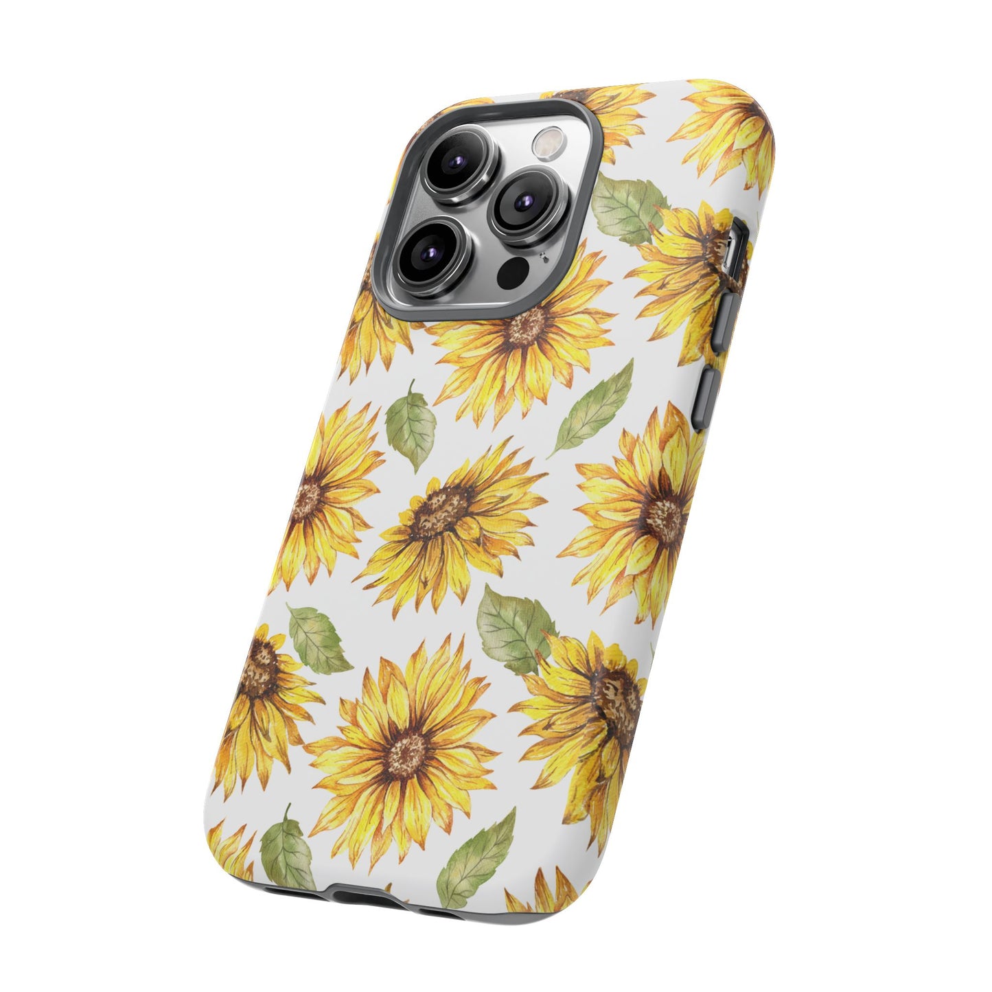 Sunflower Floral Tough Phone Case - Watercolor Botanical Print, Bright Nature Aesthetic, Compatible with iPhone, Galaxy, and Google Phones