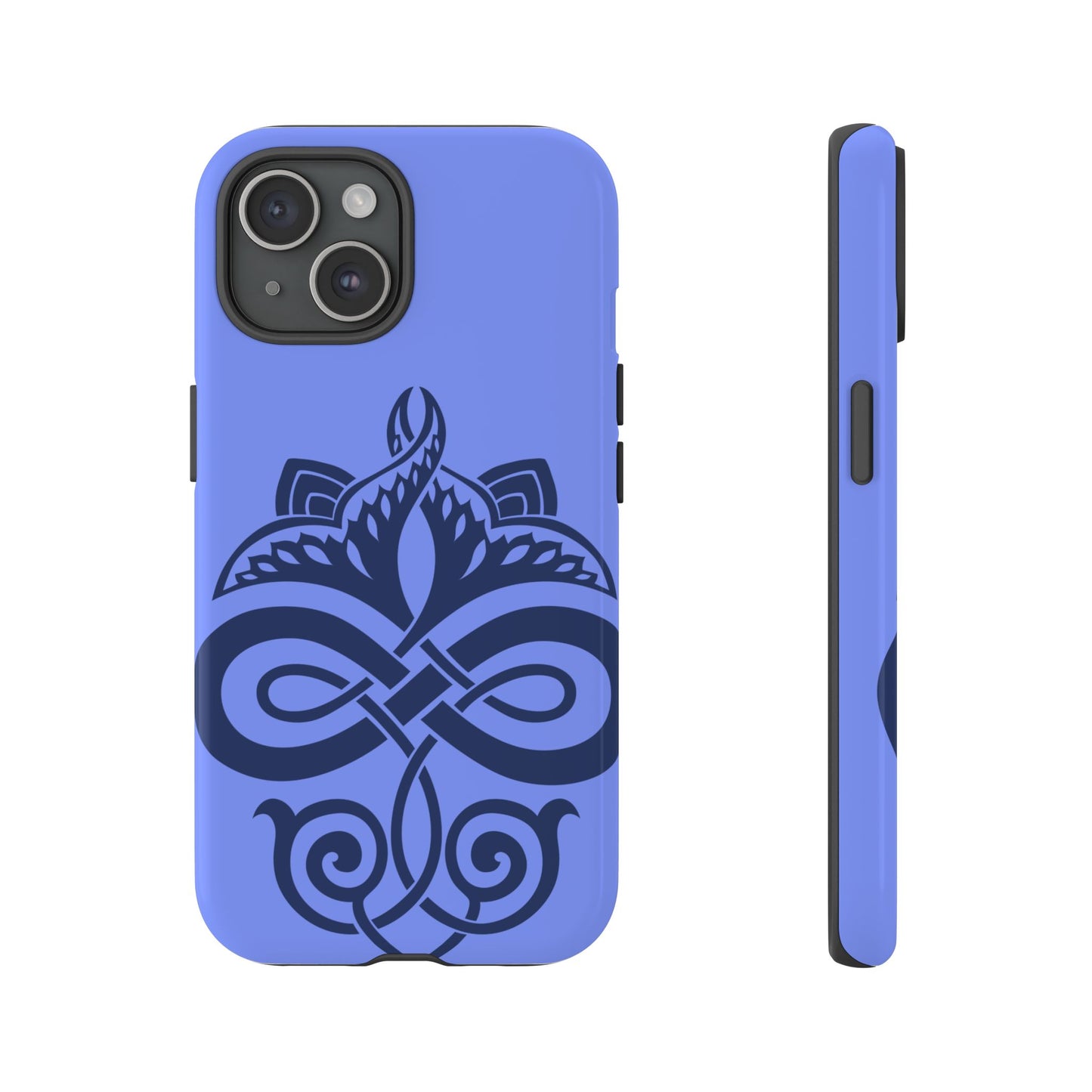 Tough Case Celtic Knot Blue Pattern Phone Cover Compatible with iPhone 17, 16, 15, 14, 13, Galaxy, Google Irish Heritage Art Design