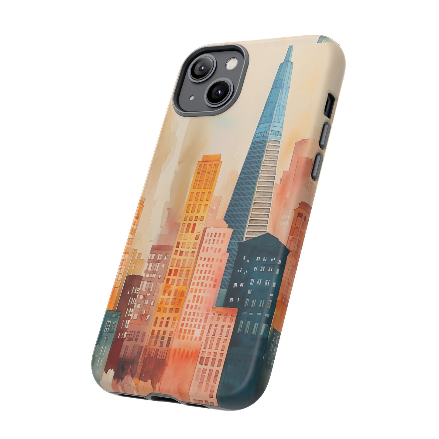 San Francisco Cityscape Tough Phone Case - Tropical Skyline Aesthetic, Sunset Beach Urban Art, Compatible with iPhone, Galaxy, and Google