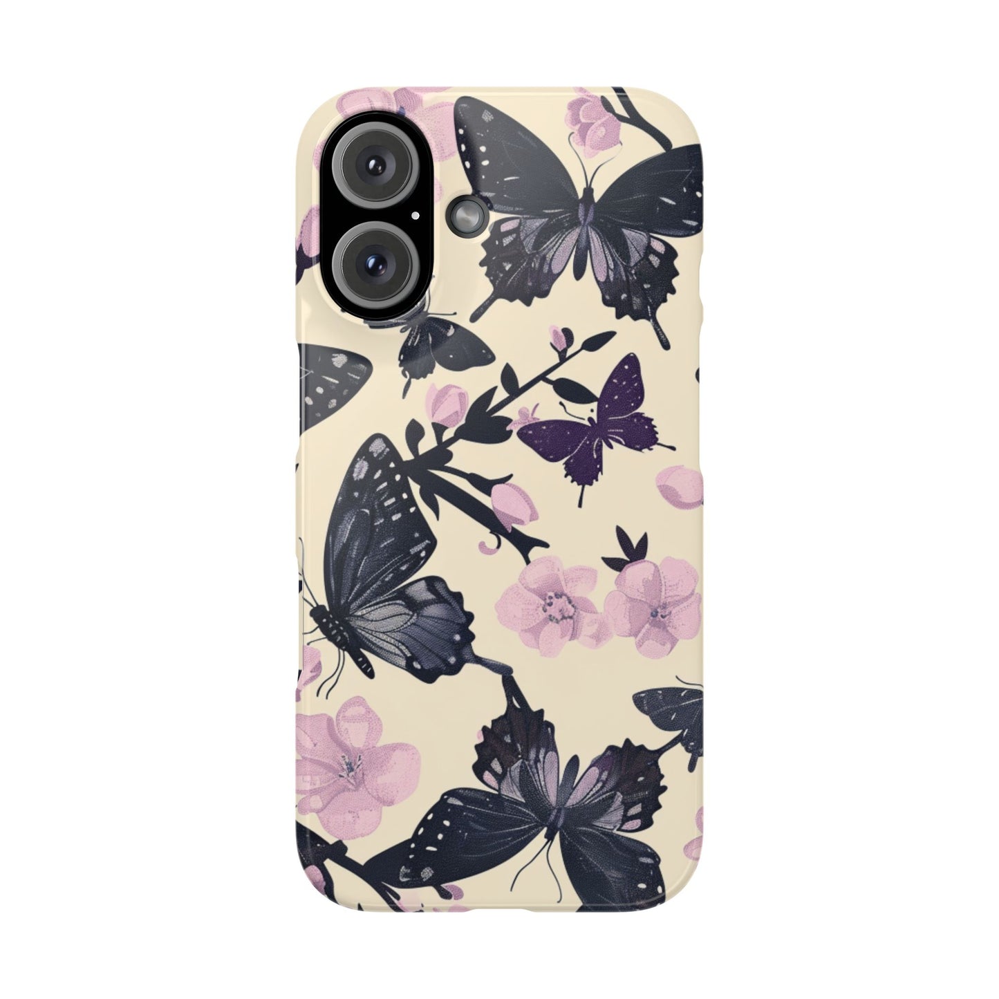 Butterfly Floral Slim Phone Cases, Elegant Butterfly Design, Nature Lover Gift, Phone Accessory, Stylish Cases for Women