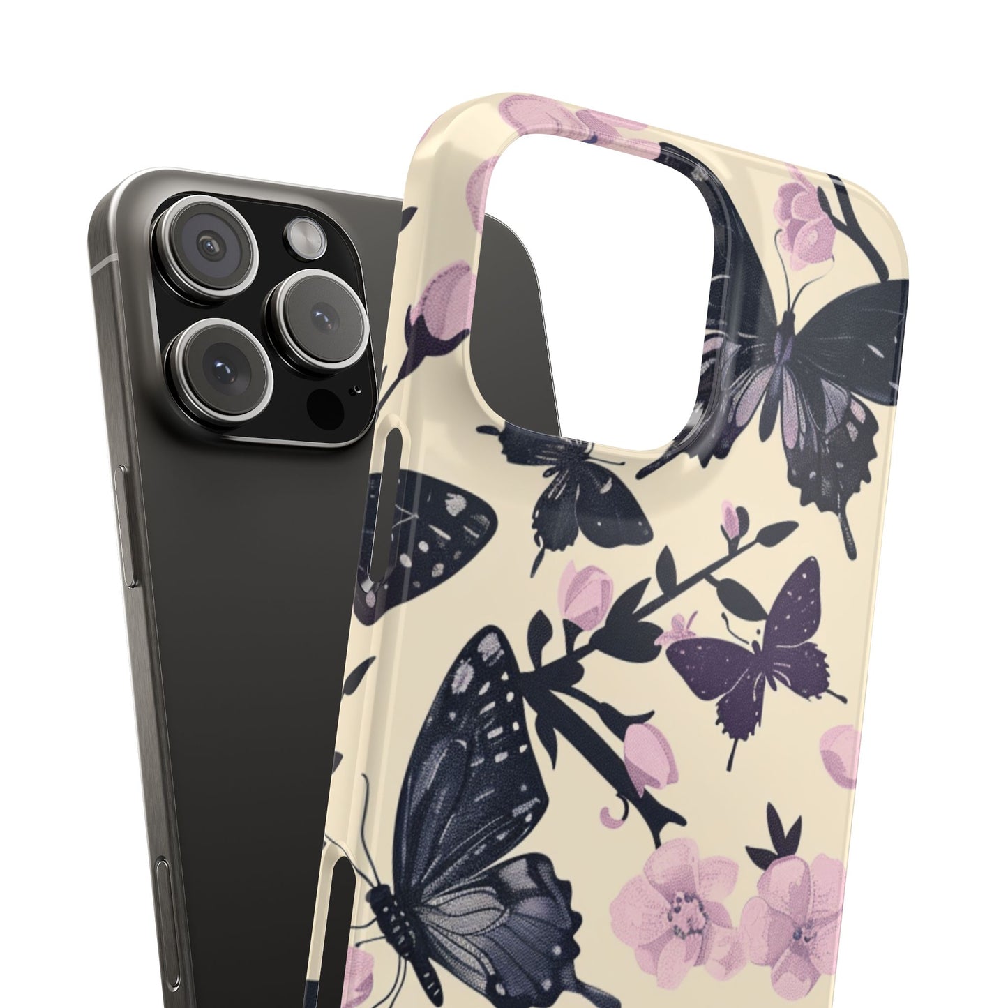 Butterfly Floral Slim Phone Cases, Elegant Butterfly Design, Nature Lover Gift, Phone Accessory, Stylish Cases for Women