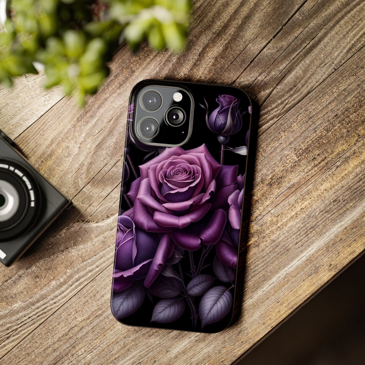 Purple Rose Slim Phone Cases, Floral Phone Cover, Elegant Smartphone Case, Gift for Her, Mother's Day Accessories