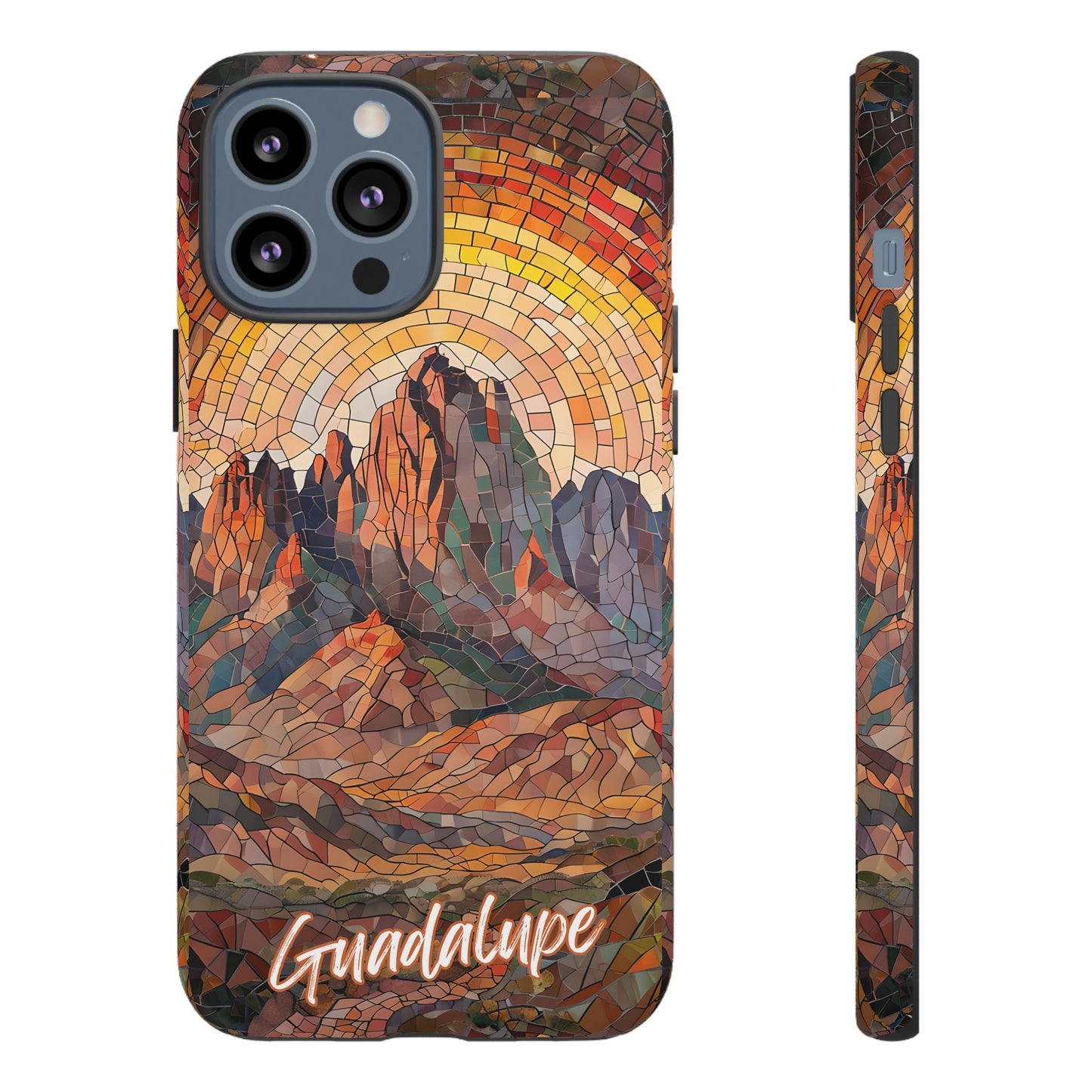 Guadalupe Mountains Mosaic Tough Phone Case, Scenic Mountain Art, National Park Aesthetic, Compatible with iPhone, Galaxy, and Google Phones