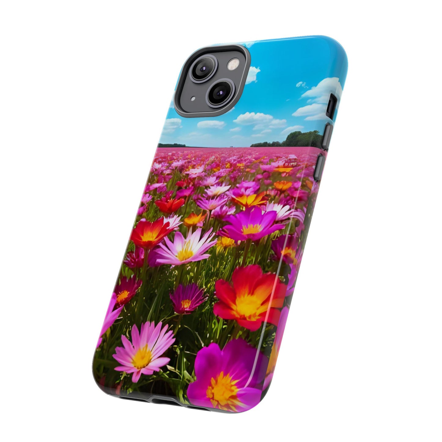 Flower Field Tough Phone Case - Wildflower Meadow Print, Colorful Nature Aesthetic, Compatible with iPhone, Galaxy, and Google Phones