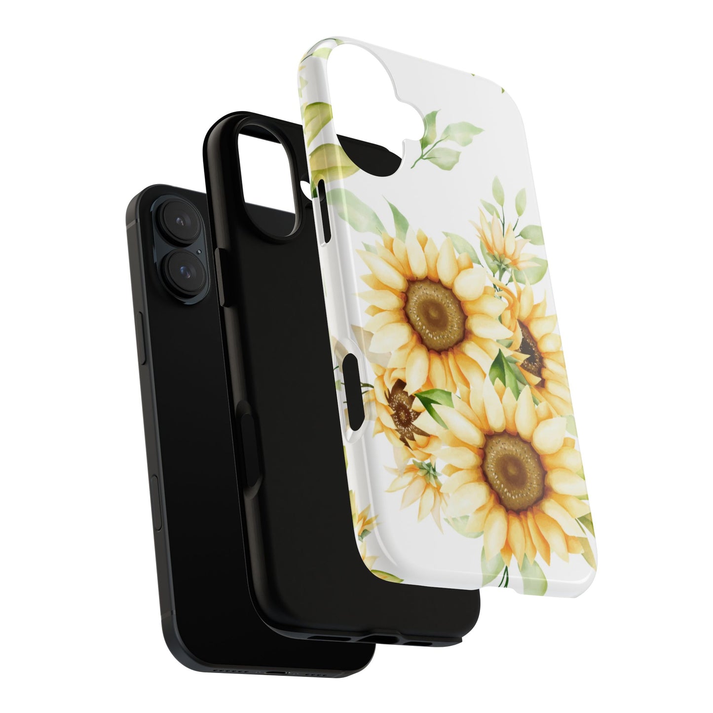 Sunflower Floral Tough Phone Case - Watercolor Botanical Art, Bright Nature Aesthetic, Compatible with iPhone, Galaxy, and Google Phones