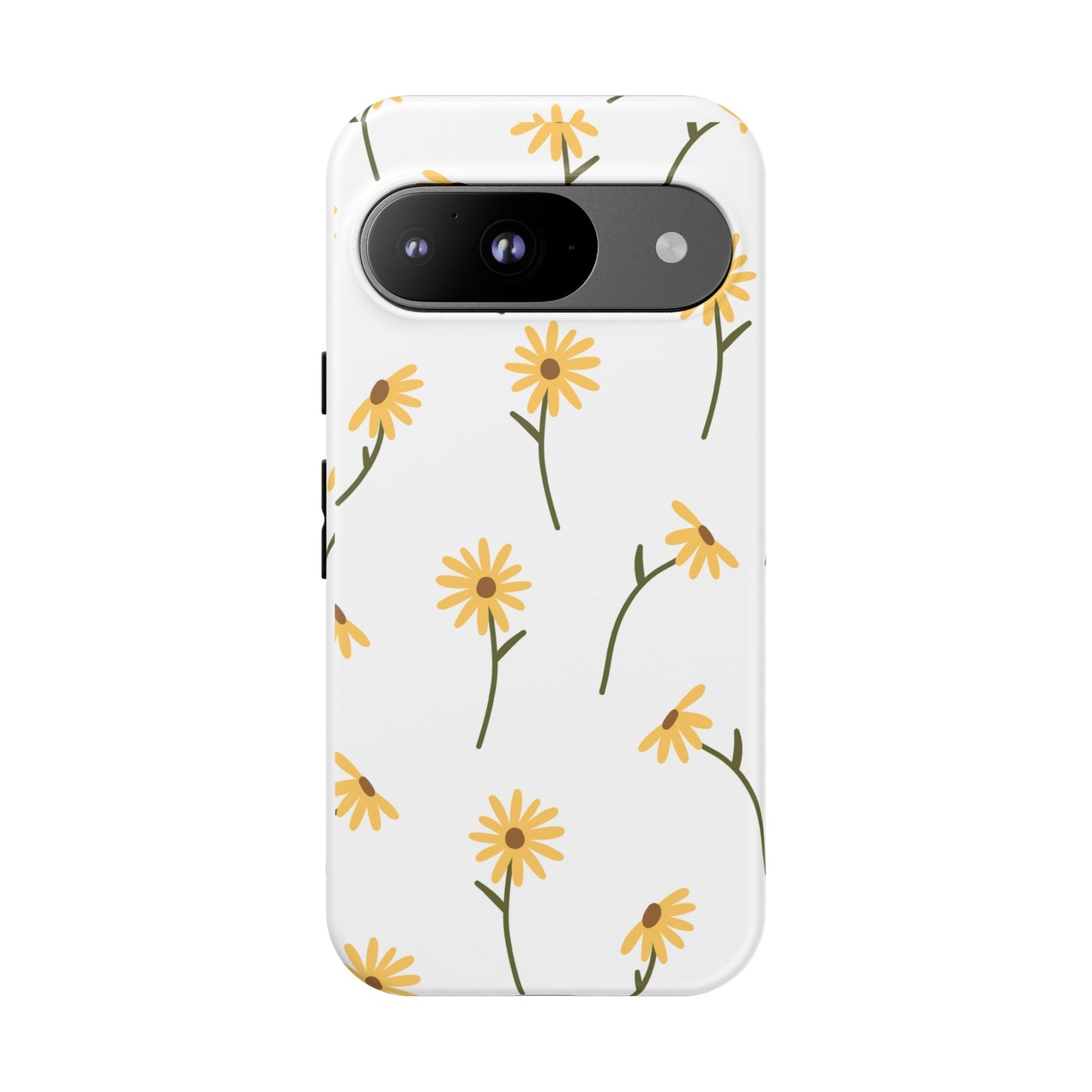Sunflower Floral Tough Phone Case - Minimal Daisy-Inspired Print, Simple Botanical Aesthetic, Compatible with iPhone, Galaxy, and Google