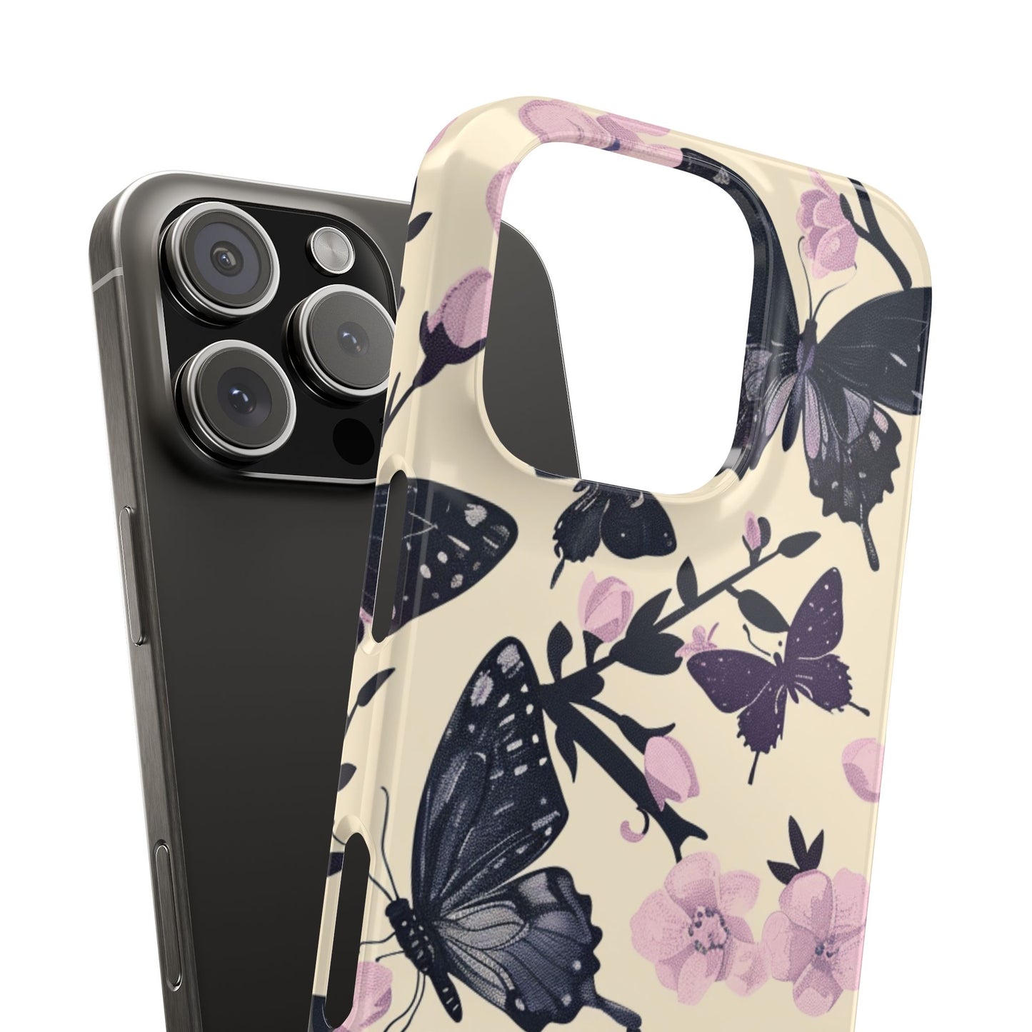 Butterfly Floral Slim Phone Cases, Elegant Butterfly Design, Nature Lover Gift, Phone Accessory, Stylish Cases for Women