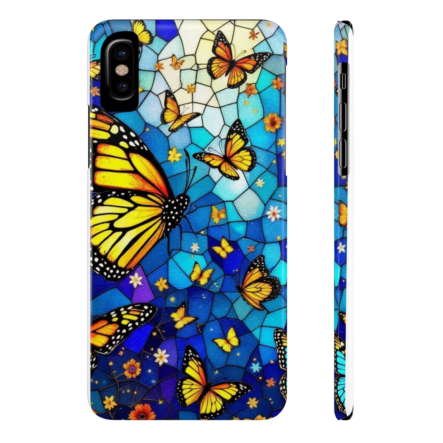 Butterfly Garden Slim Phone Case - Colorful Floral Design, Gift for Nature Lovers, Birthday Surprise, Eco-Friendly, Summer Vibes