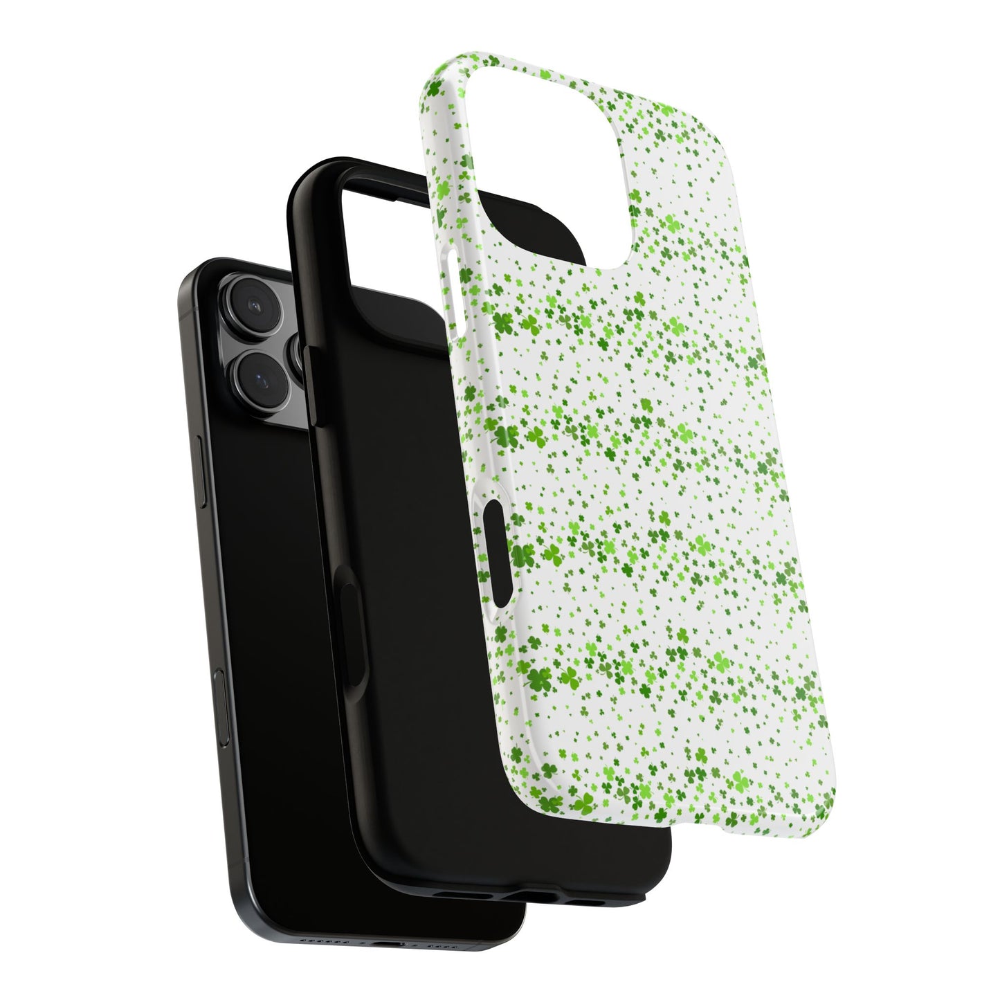 Shamrock Tough Phone Case, Minimal St Patricks Day Clover Pattern, Irish Green Aesthetic Cover for iPhone Galaxy Google