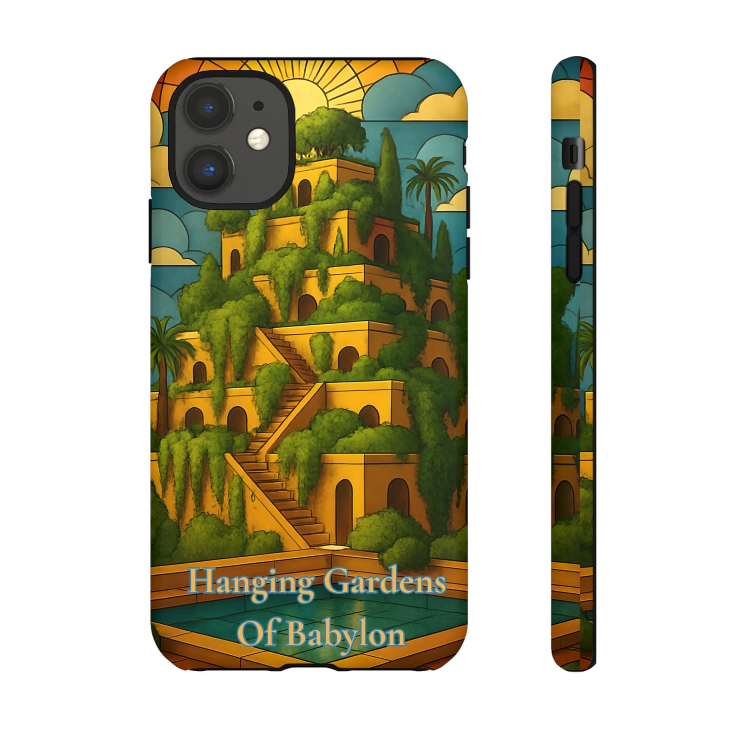 Hanging Gardens of Babylon Tough Phone Case Ancient World Wonder Art, Mythical Historic Aesthetic Compatible with iPhone, Galaxy, and Google