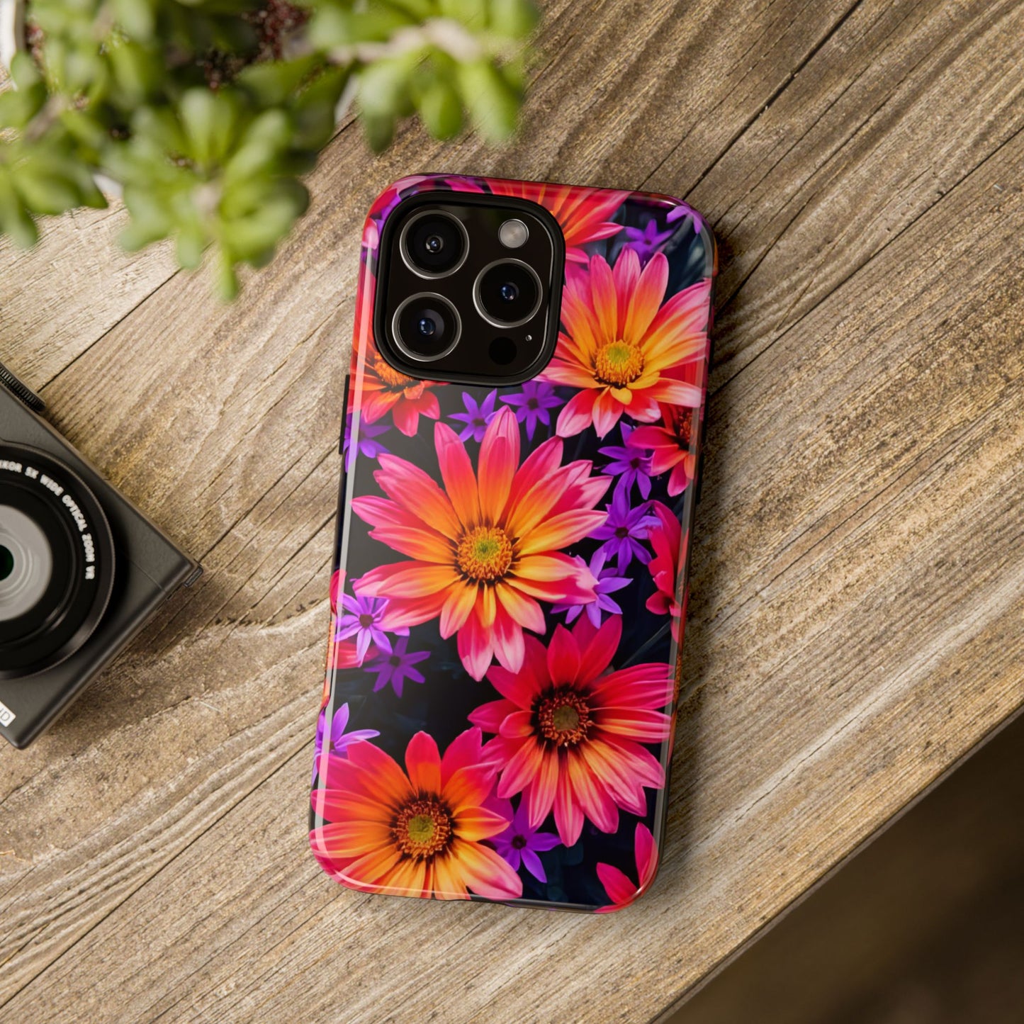 Bold Garden Flower Tough Phone Case - Colorful Floral Print, Bright Botanical Aesthetic, Compatible with iPhone, Galaxy, and Google Phones