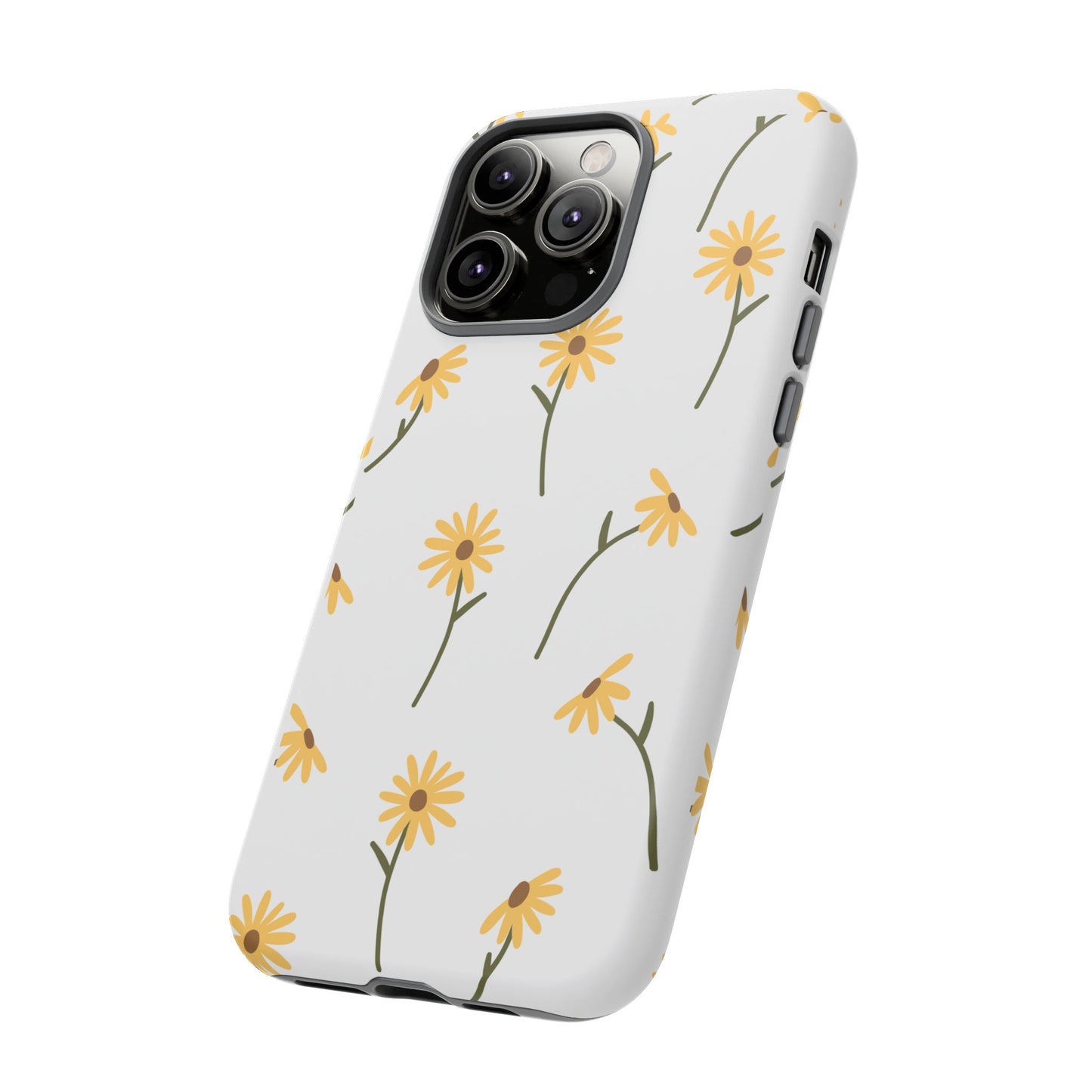 Sunflower Floral Tough Phone Case - Minimal Daisy-Inspired Print, Simple Botanical Aesthetic, Compatible with iPhone, Galaxy, and Google