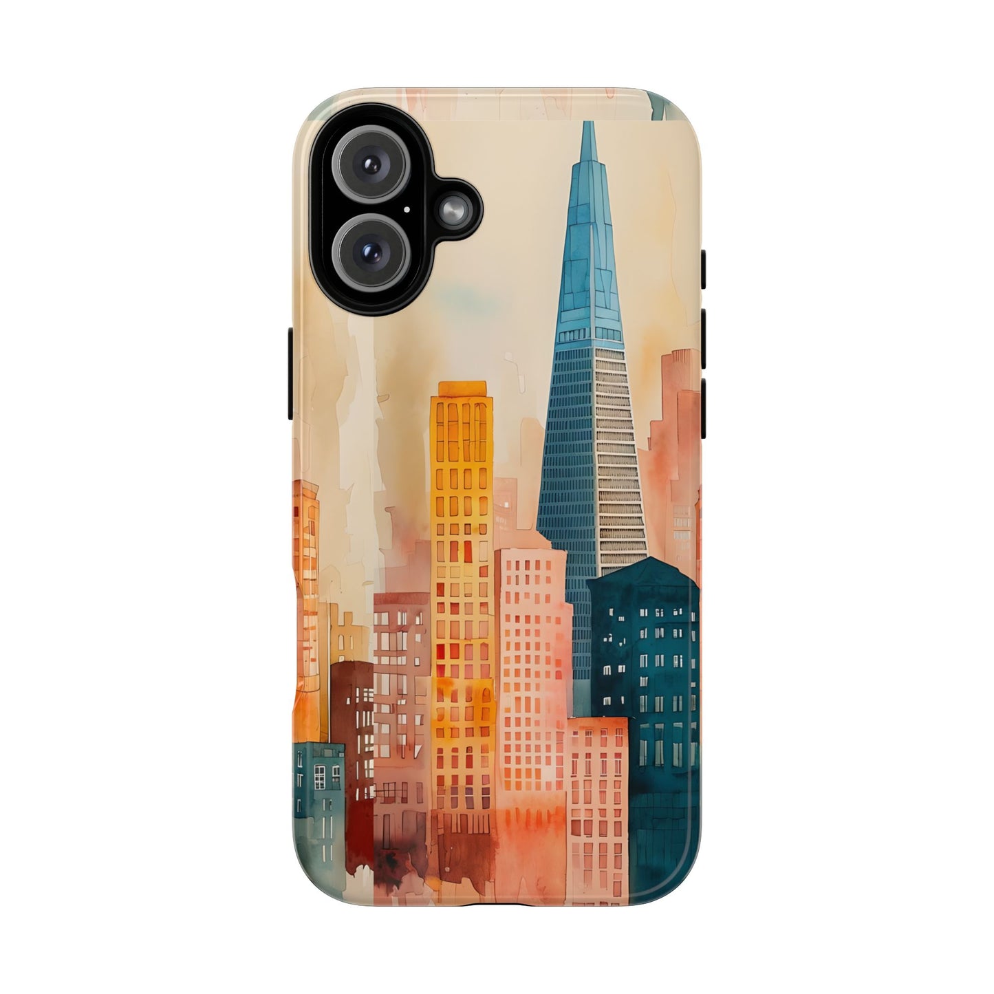 San Francisco Cityscape Tough Phone Case - Tropical Skyline Aesthetic, Sunset Beach Urban Art, Compatible with iPhone, Galaxy, and Google