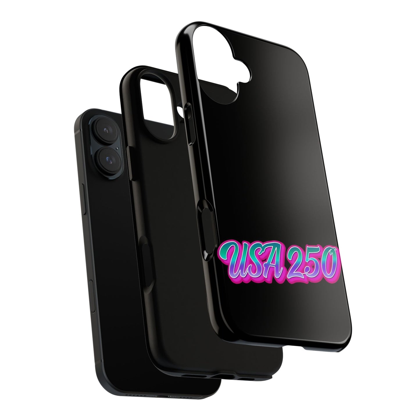 USA 250 Tough Phone Case, Patriotic USA Flag Lettering Cover, Compatible with iPhone 17, 16, 15, 14, 13, Galaxy, Google