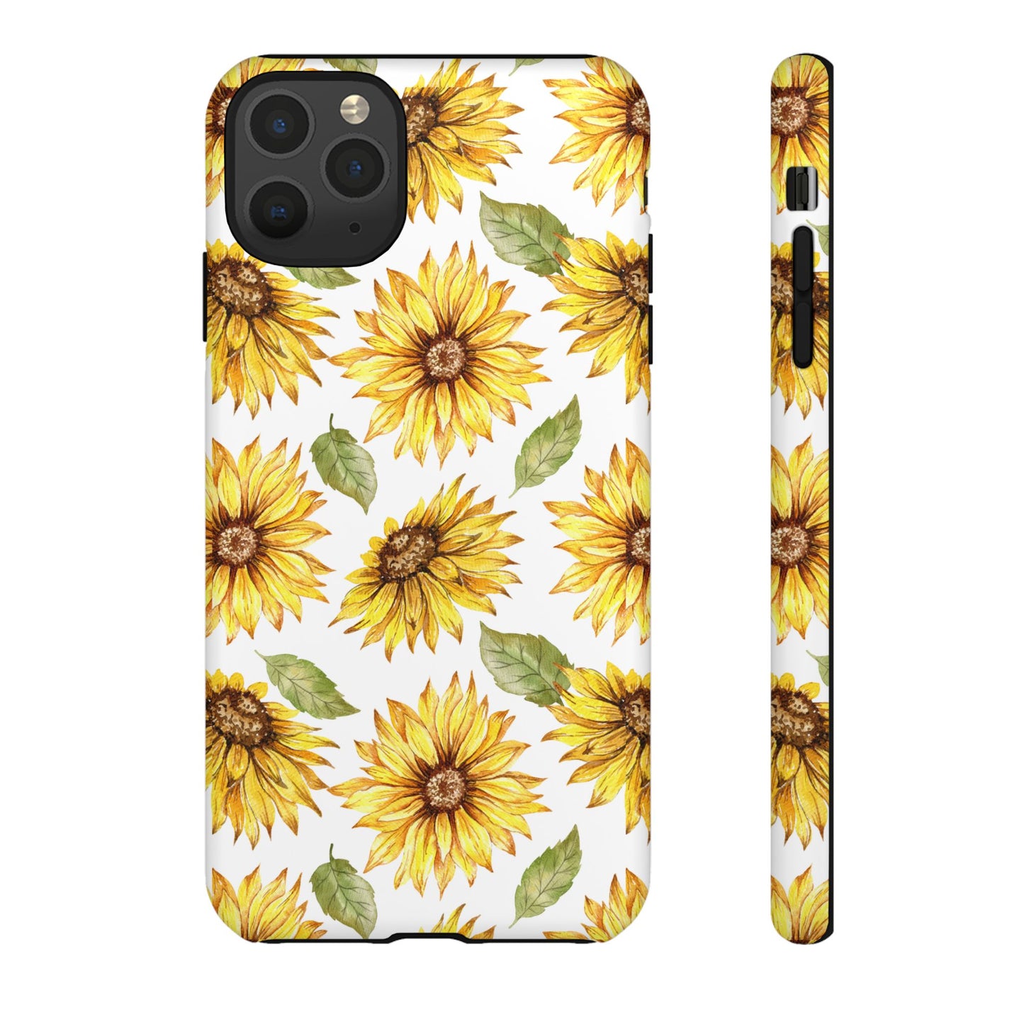 Sunflower Floral Tough Phone Case - Watercolor Botanical Print, Bright Nature Aesthetic, Compatible with iPhone, Galaxy, and Google Phones