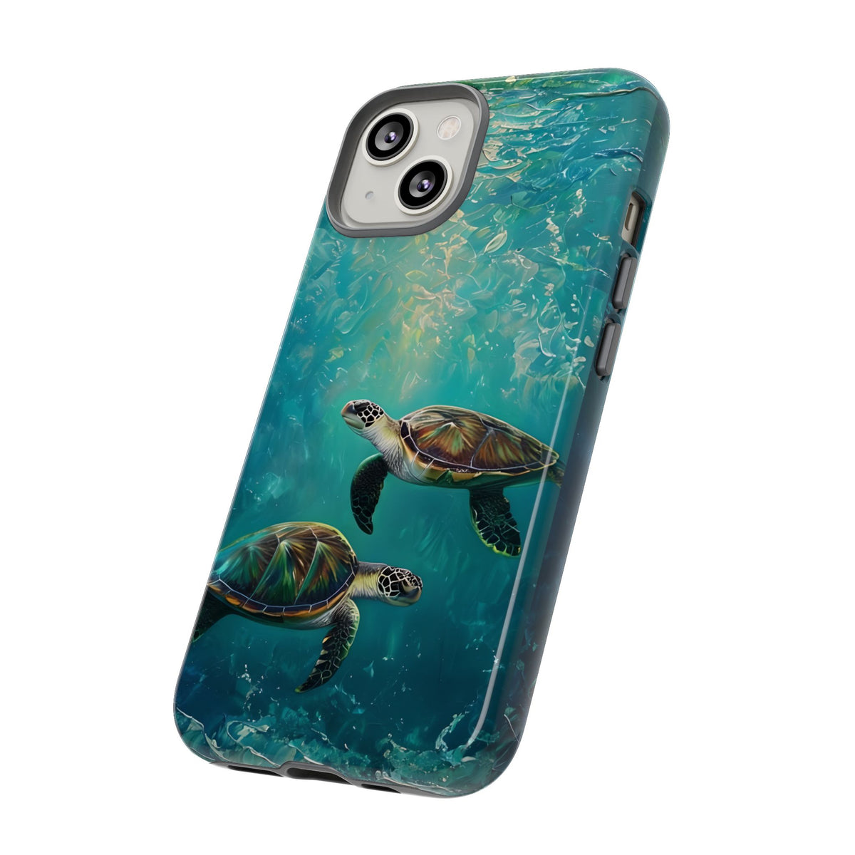 Sea Turtle Tough Phone Case, Ocean Scenery, Oil Painting, Marine Life Compatible with iPhone 17, 16, 15, 14, 13, Galaxy, Google