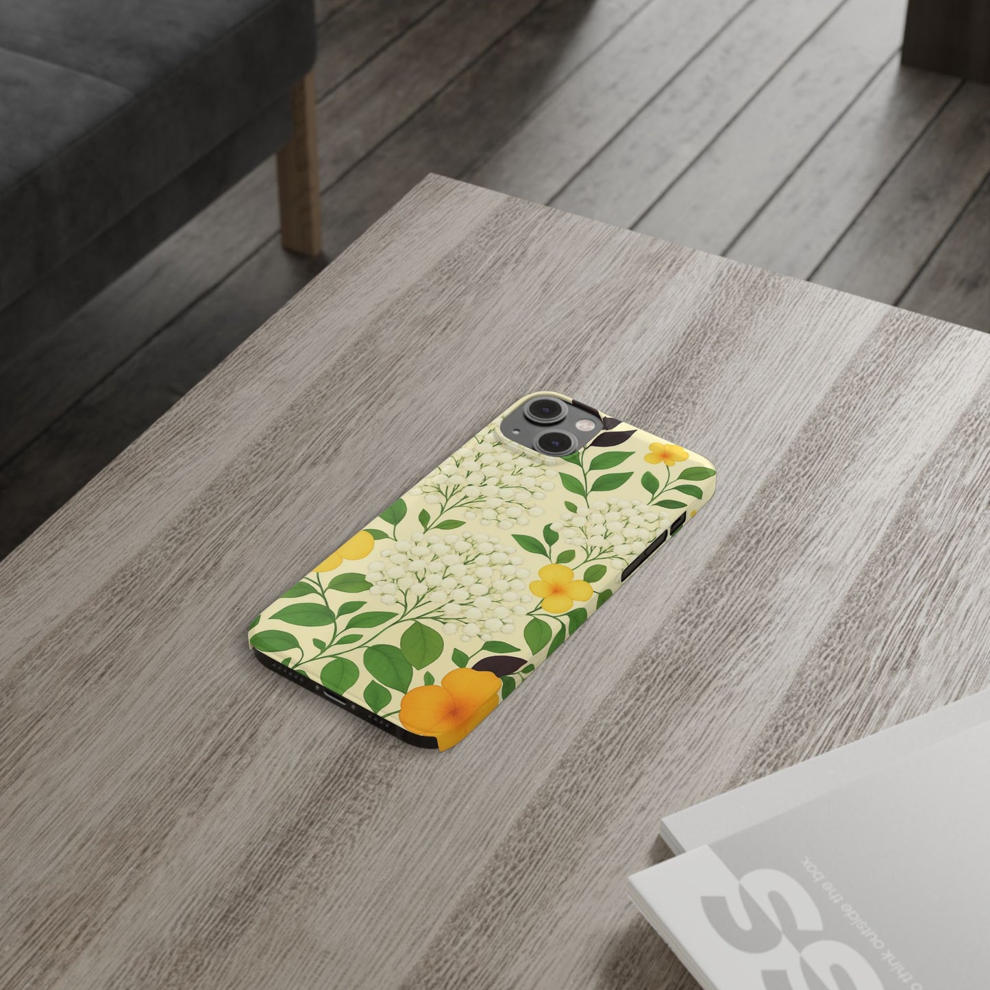 Delicate Floral Print Phone Case, Autumn Botanical Slim Phone Case, Aesthetic Flower Phone Cover Compatible with iPhone, Galaxy, Google