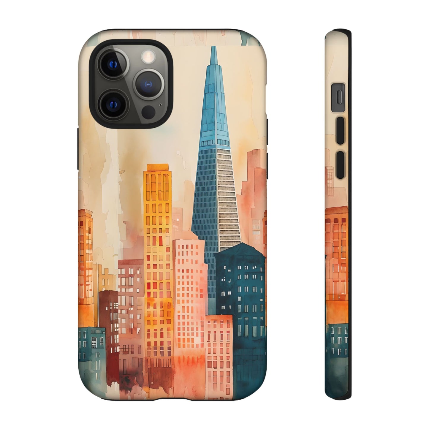 San Francisco Cityscape Tough Phone Case - Tropical Skyline Aesthetic, Sunset Beach Urban Art, Compatible with iPhone, Galaxy, and Google