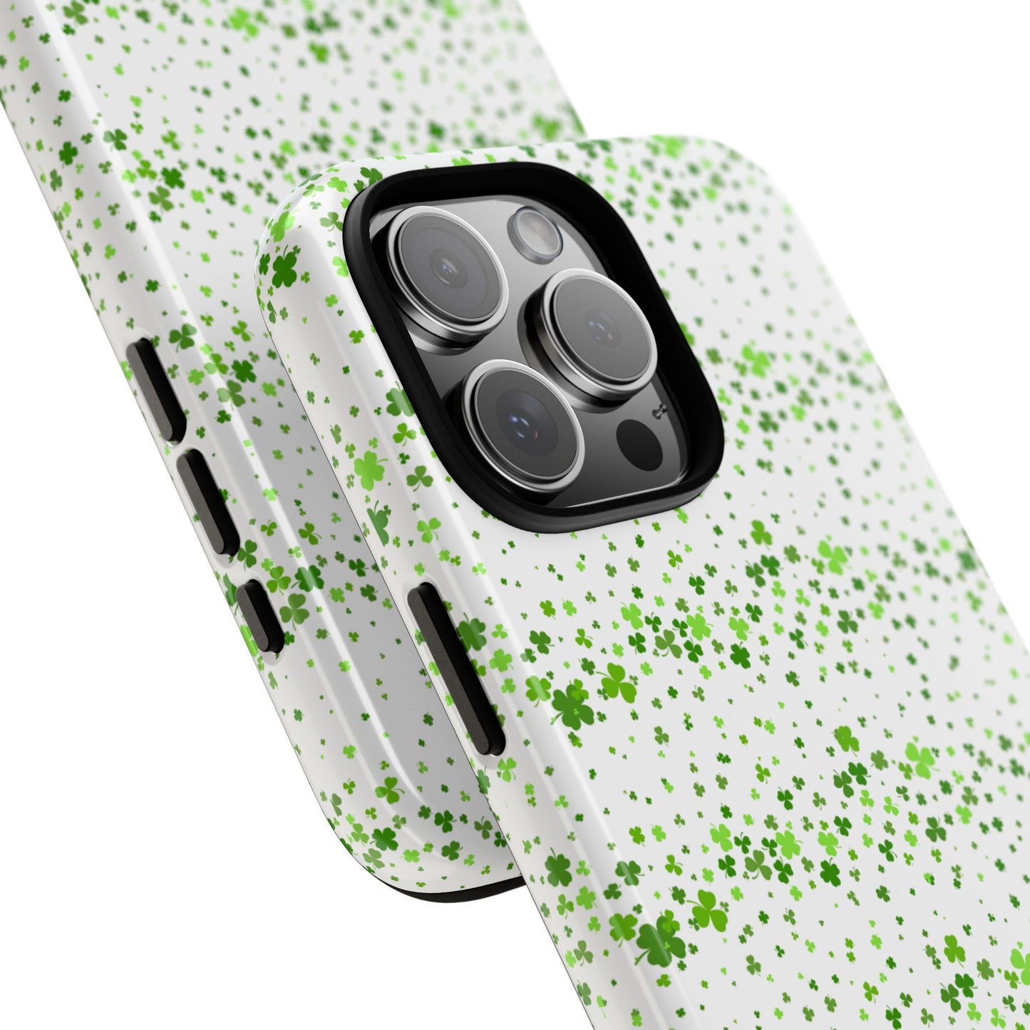 Shamrock Tough Phone Case, Minimal St Patricks Day Clover Pattern, Irish Green Aesthetic Cover for iPhone Galaxy Google