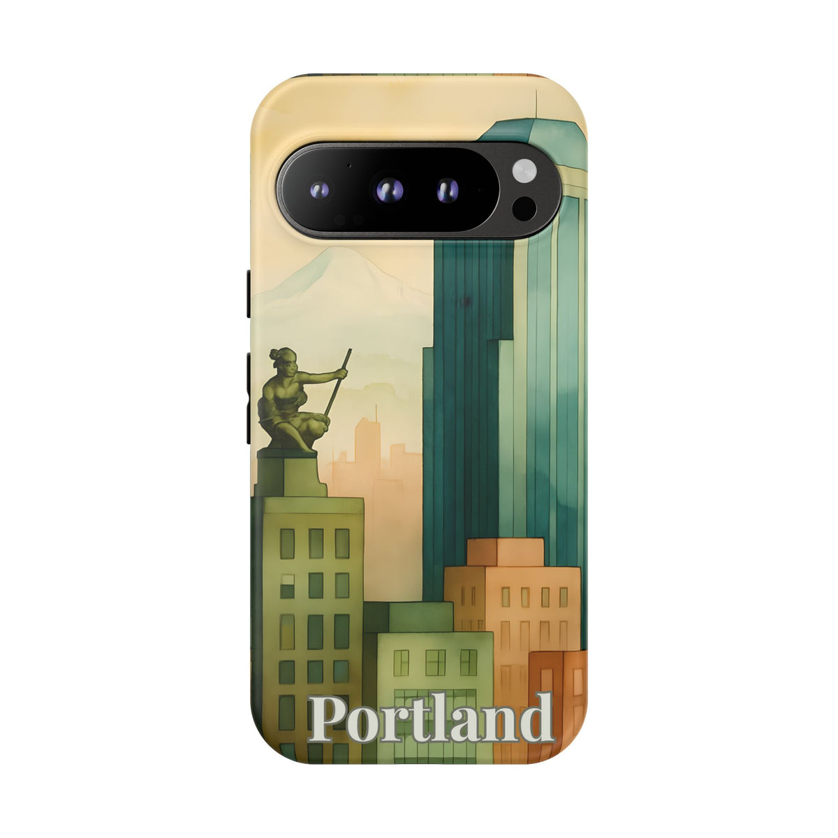 Portland Cityscape Phone Case • Urban Skyline Art Tough Case • Watercolor City Aesthetic • Gift for Travelers • Compatible with iPhone, Galaxy, Google