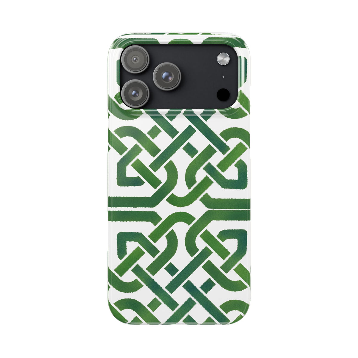 Celtic Knot Slim Phone Case, Irish Pattern Phone Cover, Green Heritage Art Style Compatible with iPhone 17, 16, 15, 14, 13, 12, 11