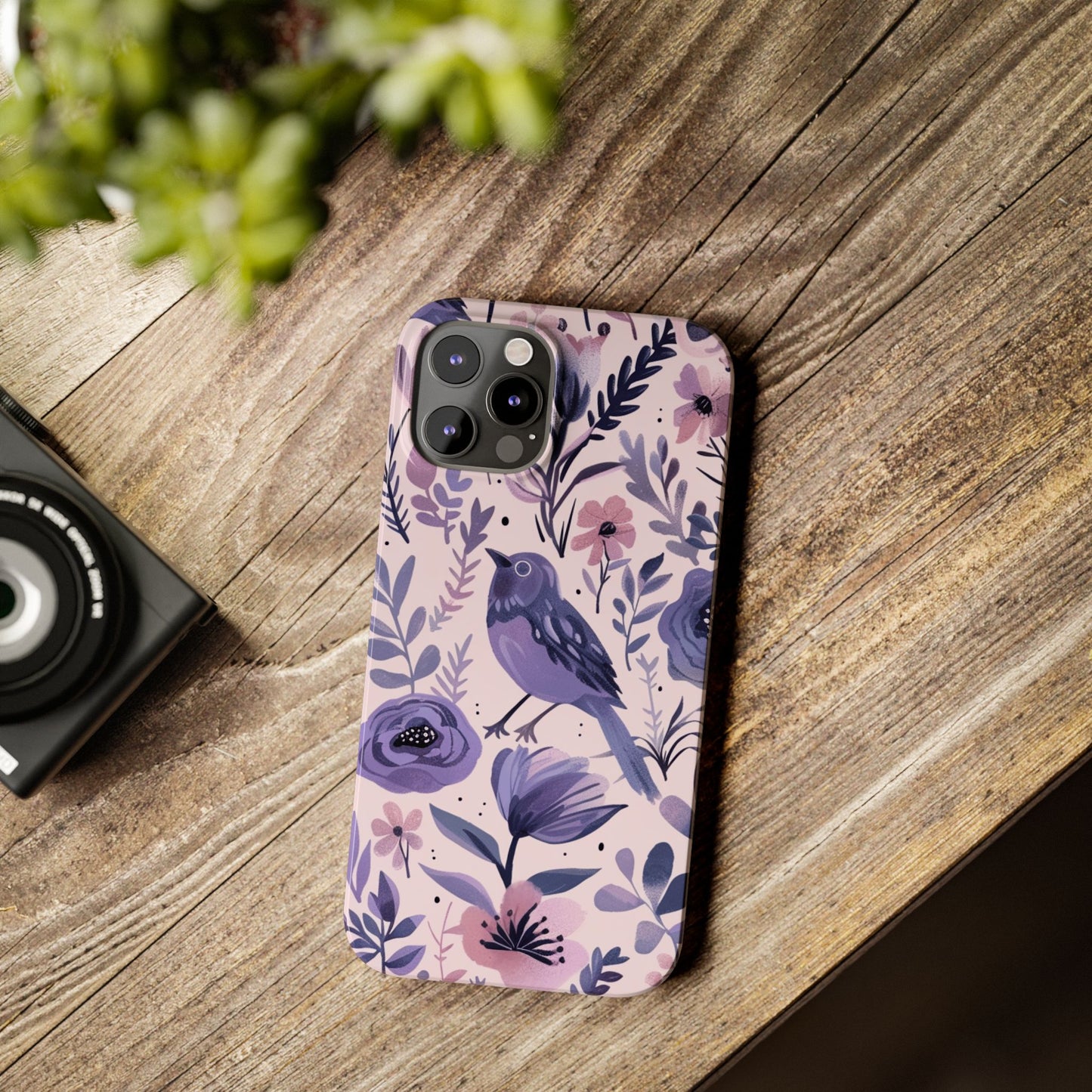 Floral Bird Slim Phone Case, Elegant Phone Cover, Cute Gift for Bird Lovers, Spring Vibes, Nature-Inspired