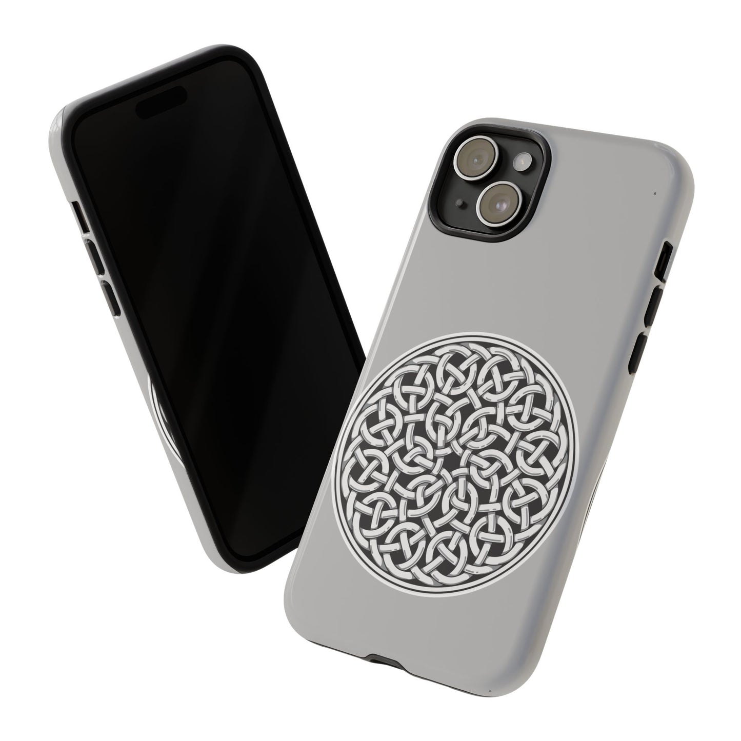Tough Case Celtic Knot Silver Medallion Design Phone Cover Compatible with iPhone 17, 16, 15, 14, 13, Galaxy, Google, Irish Heritage Art