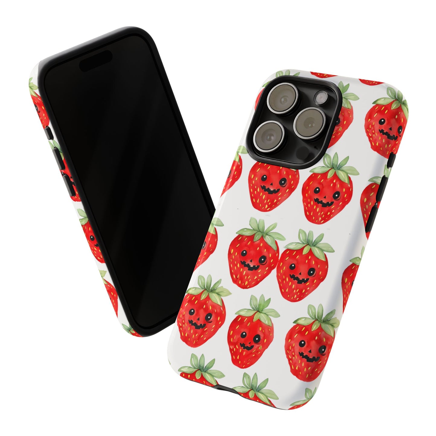 Summerween Strawberry Phone Case, Coquette Ghost Phone Case, Funny Cute Creepy Fruit Case, Halloween Aesthetic with Kawaii Beach Vibes Gift