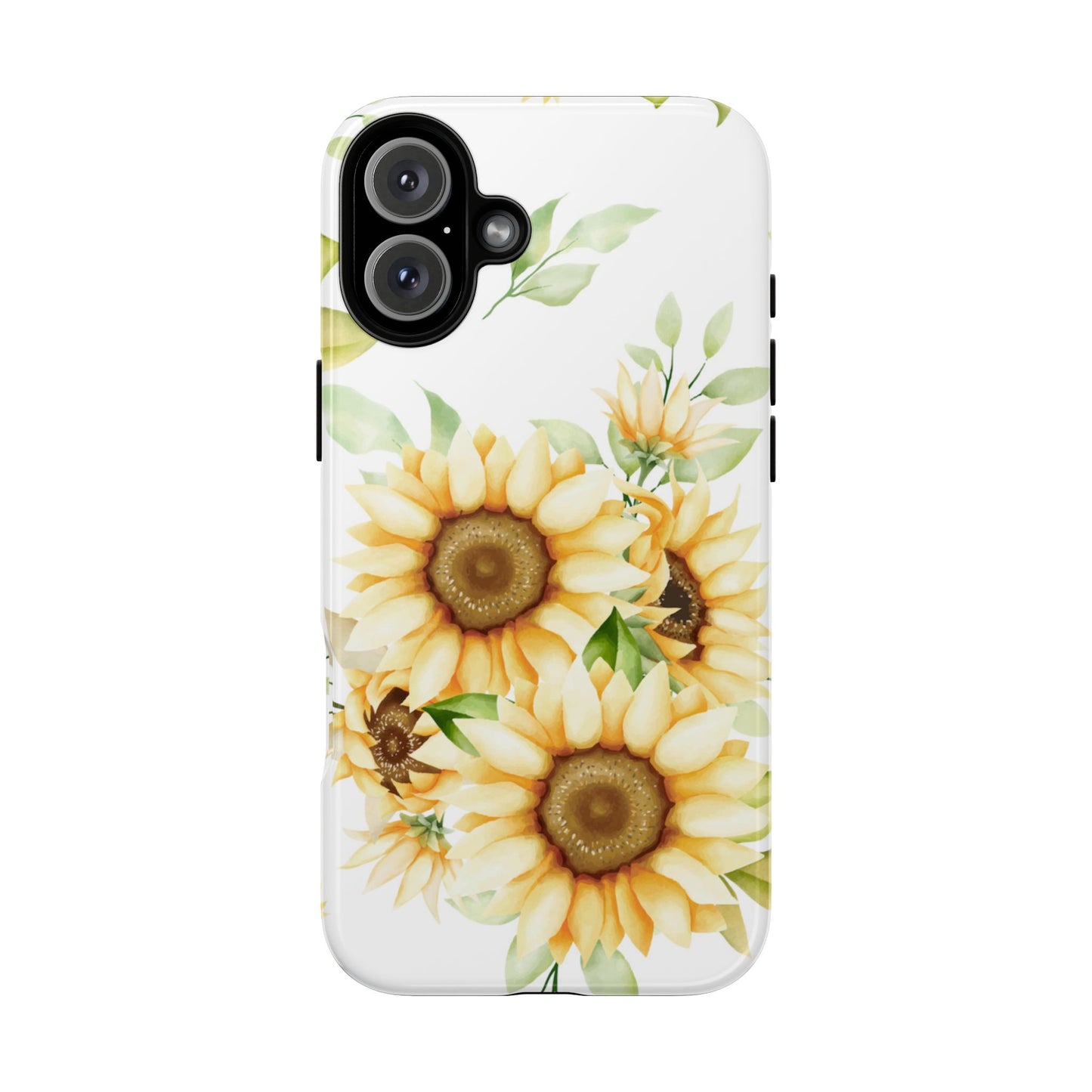 Sunflower Floral Tough Phone Case - Watercolor Botanical Art, Bright Nature Aesthetic, Compatible with iPhone, Galaxy, and Google Phones