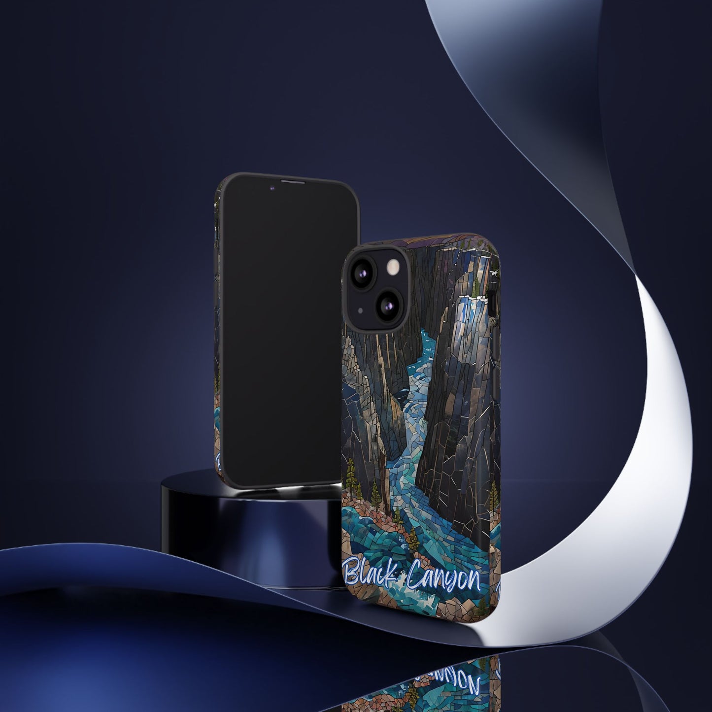 Black Canyon Phone Case, Mosaic Phone Case, Mountain Nature Art, National Park Gift, Scenic Forest Phone Cover, Landscape Aesthetic Case