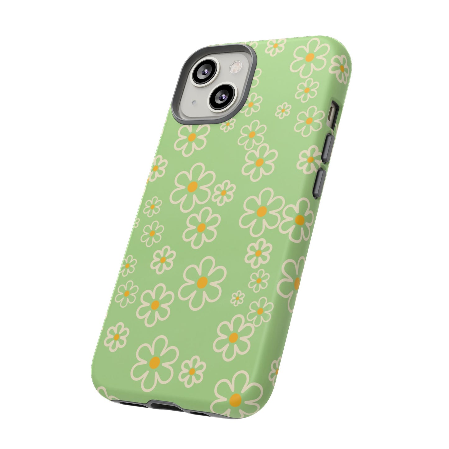 Minimal Daisy Flower Tough Phone Case - Retro Coquette Floral Print, Cute Soft Aesthetic, Compatible with iPhone, Galaxy, and Google Phones