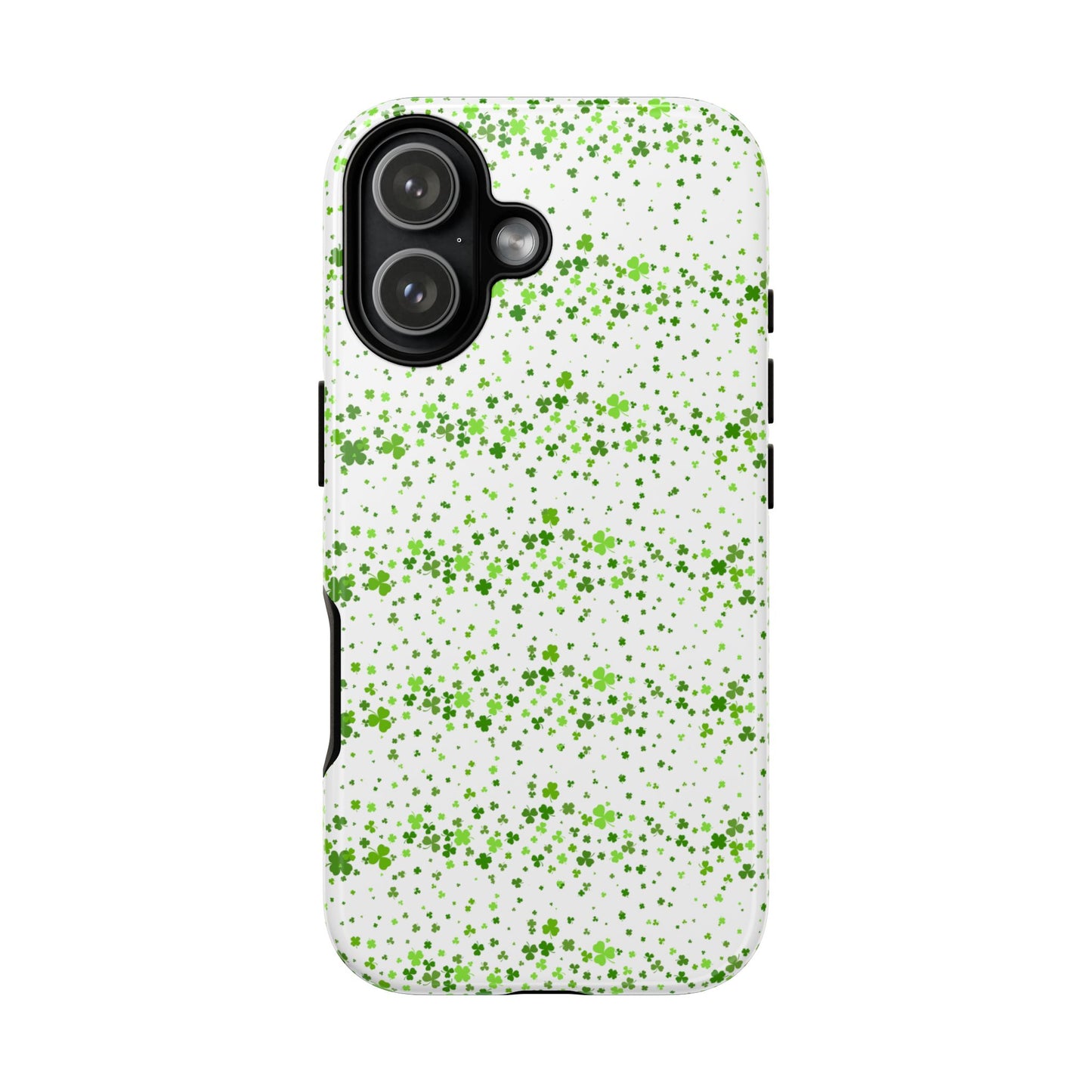Shamrock Tough Phone Case, Minimal St Patricks Day Clover Pattern, Irish Green Aesthetic Cover for iPhone Galaxy Google
