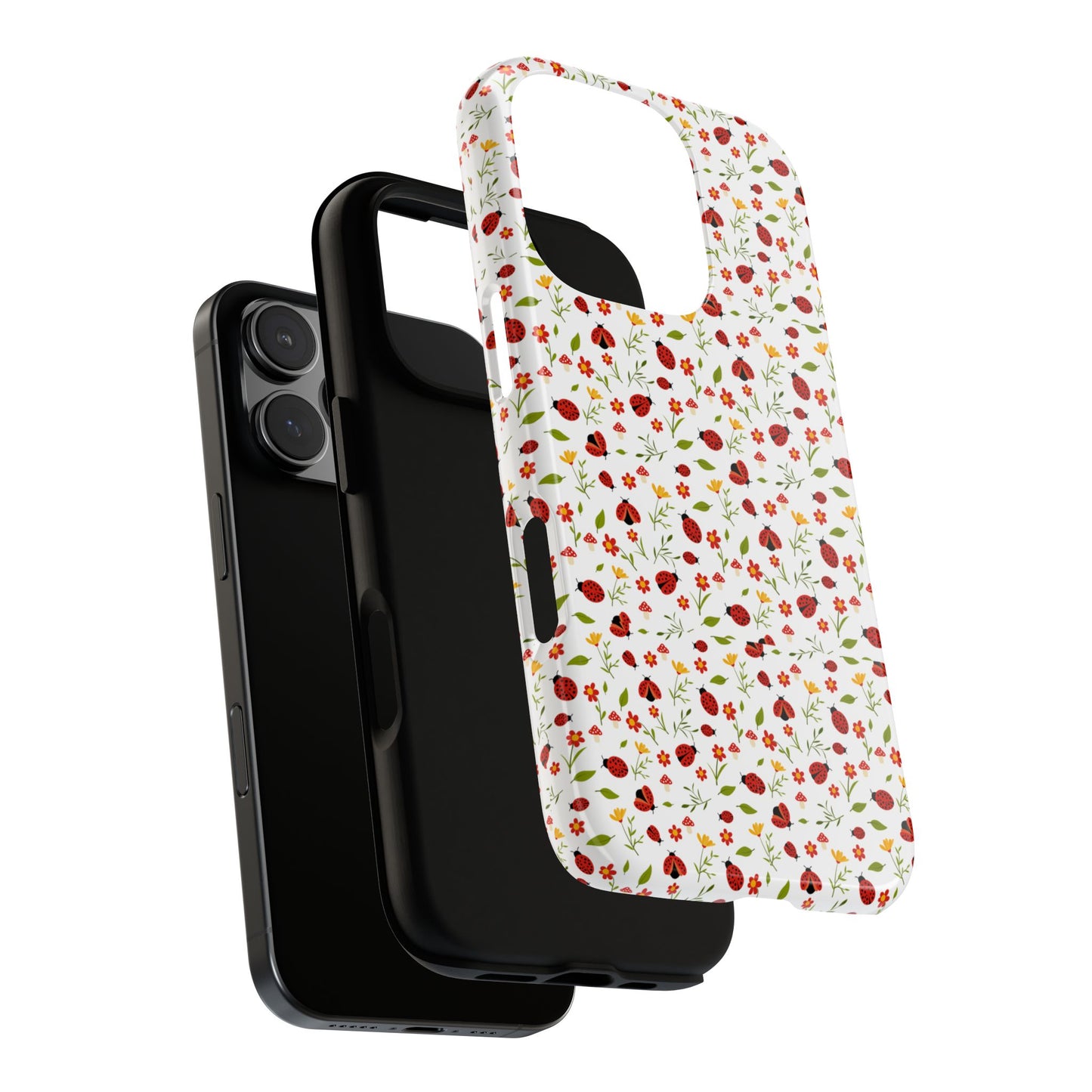 Ladybug Tough Phone Case - Cute Insect Aesthetic, Nature-Inspired Pattern Art, Compatible with iPhone, Galaxy, and Google Phones