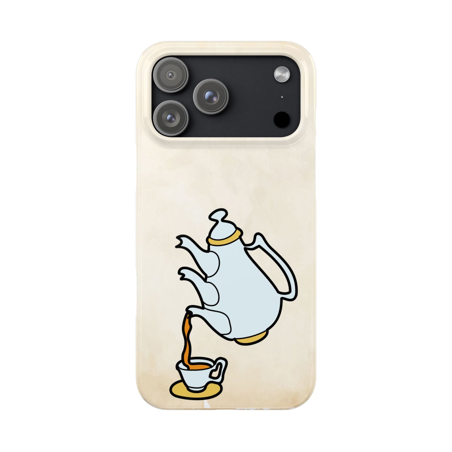 Alice in Wonderland Slim Phone Case, Tea Kettle and Cups Phone Cover, Compatible with iPhone 17, 16, 15, 14, 13