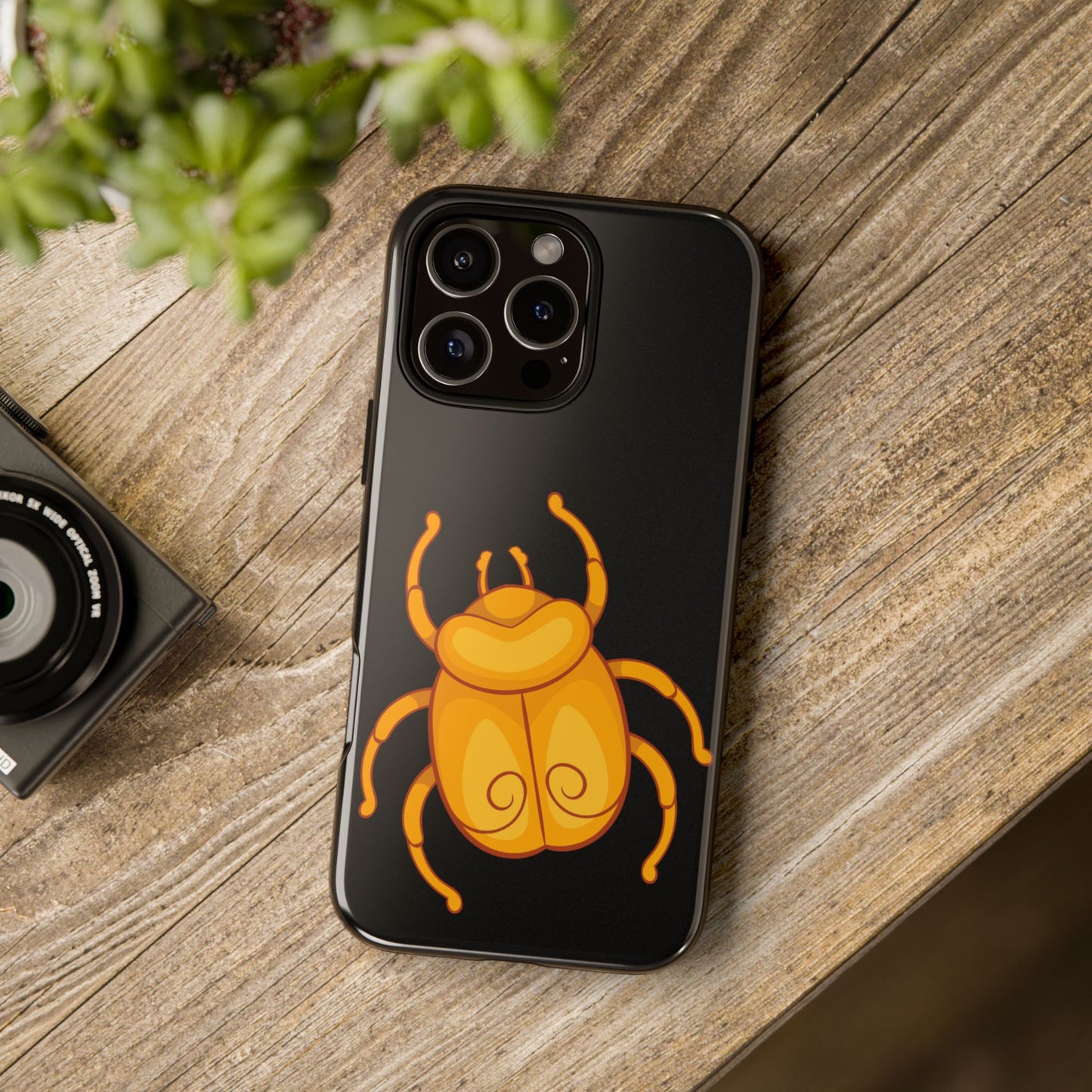 Ancient Egyptian Scarab Tough Phone Case - Gold Beetle Design, Mythological Insect Art, Compatible with iPhone, Galaxy, and Google Phones