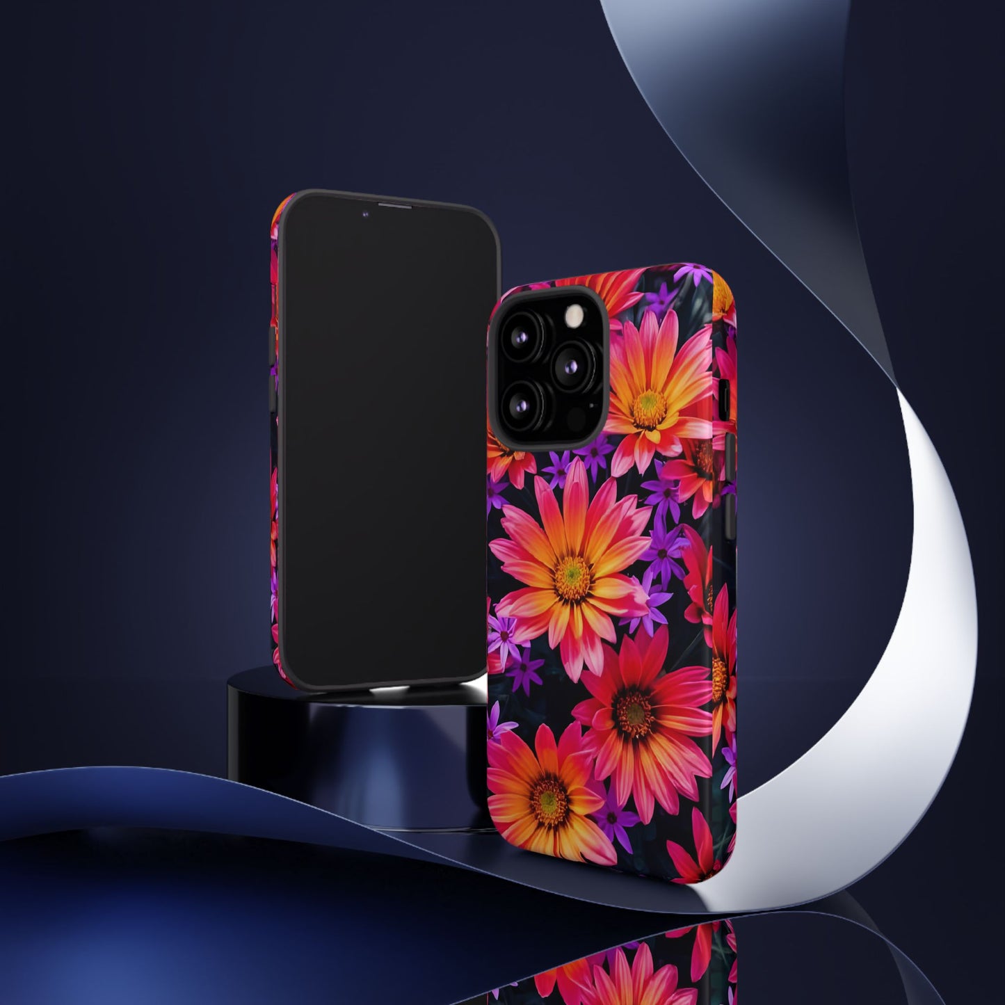 Bold Garden Flower Tough Phone Case - Colorful Floral Print, Bright Botanical Aesthetic, Compatible with iPhone, Galaxy, and Google Phones
